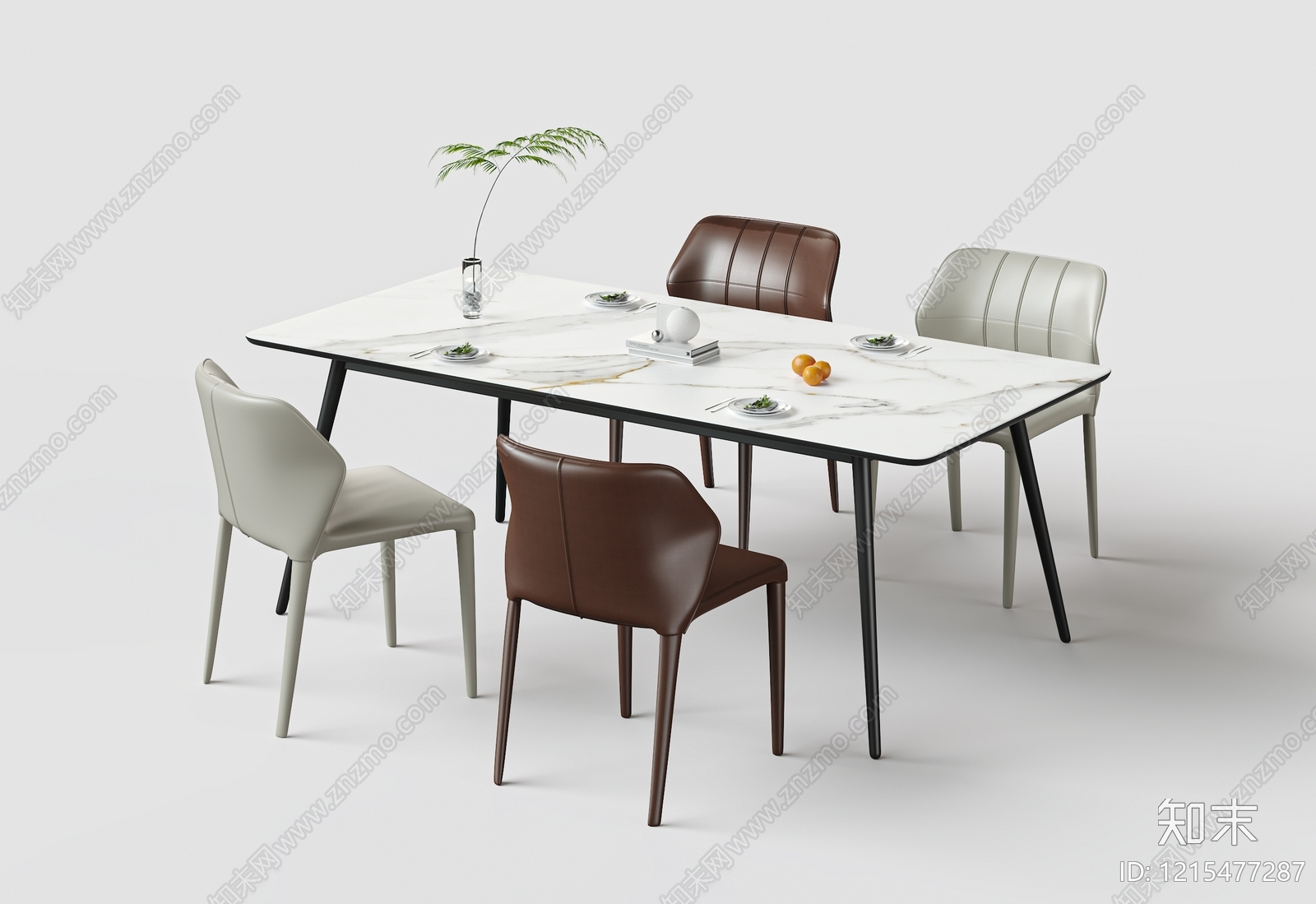 现代简约餐桌椅SU模型下载【ID:1215477287】