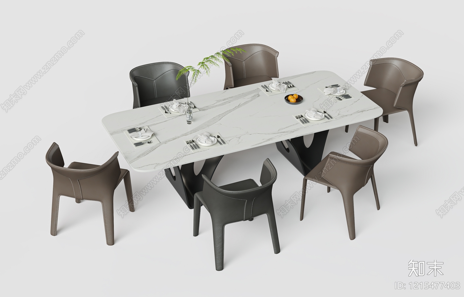 现代简约餐桌椅3D模型下载【ID:1215477403】