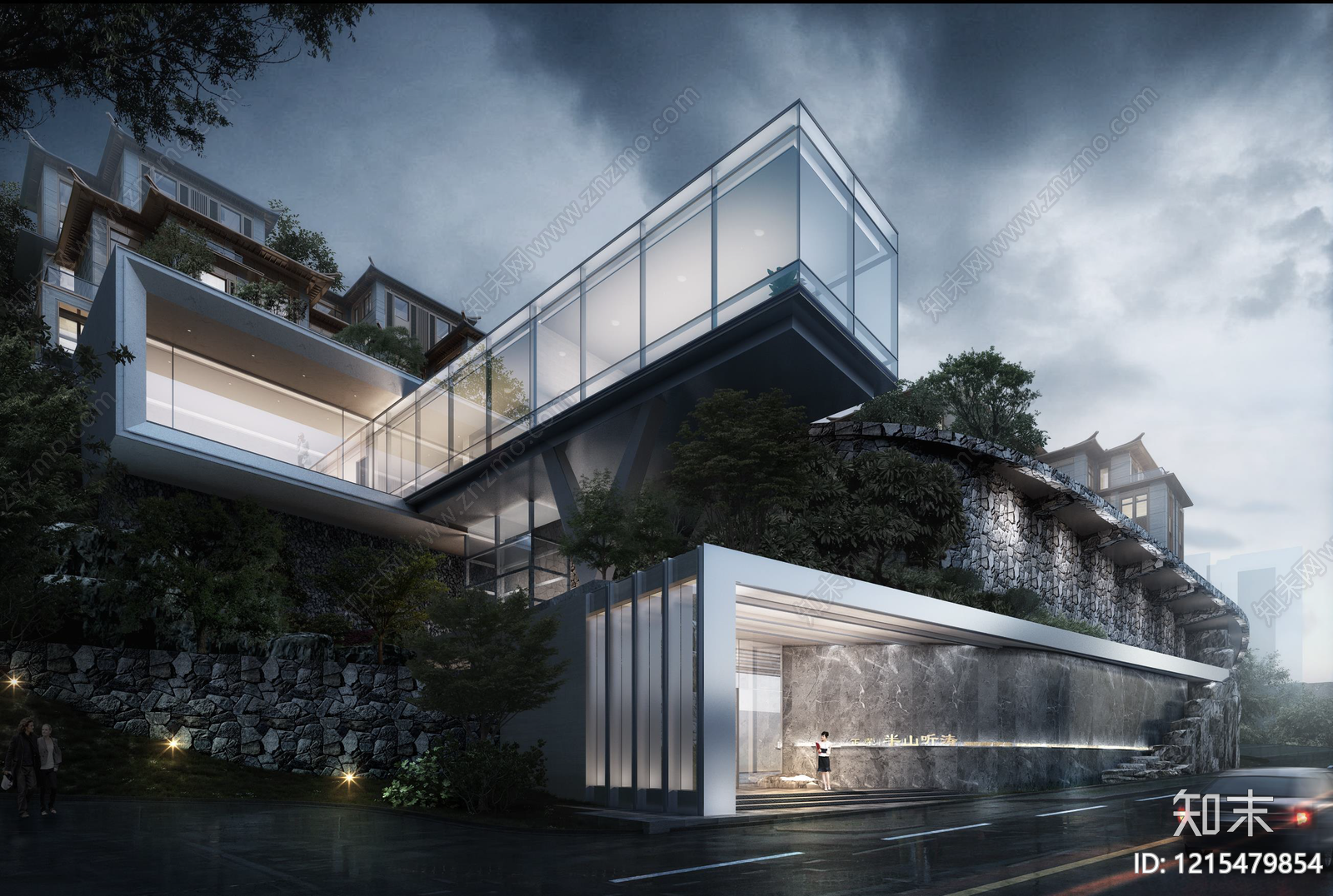 新中式售楼处建筑SU模型下载【ID:1215479854】