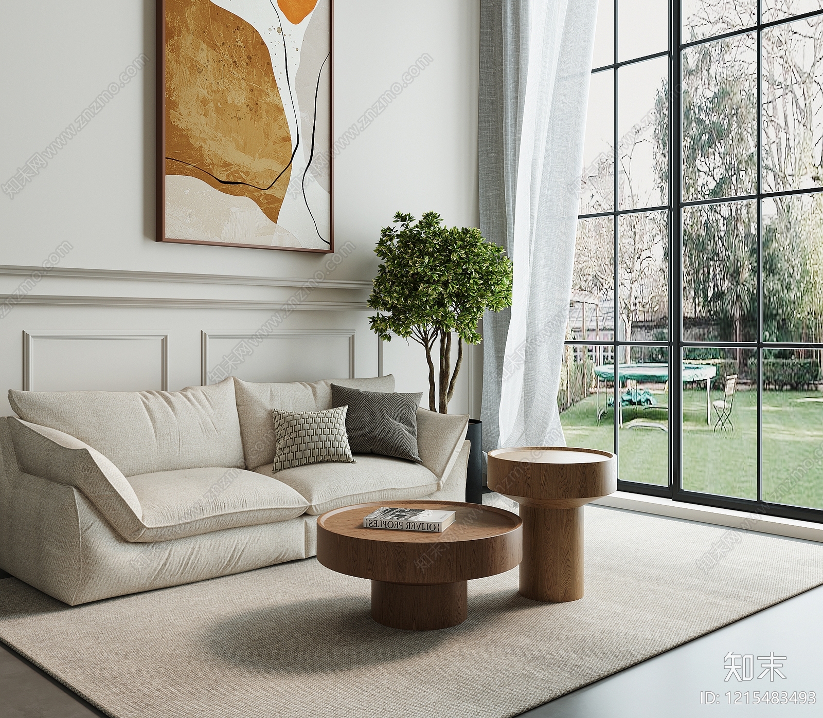 奶油风家居客厅3D模型下载【ID:1215483493】