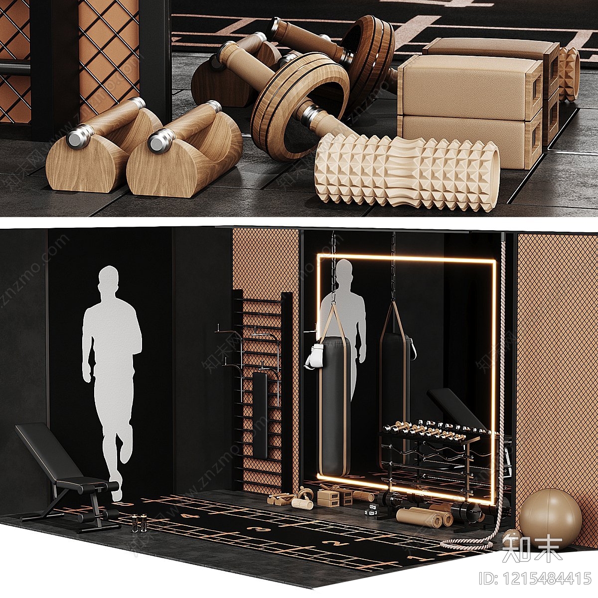 现代轻奢健身器材3D模型下载【ID:1215484415】