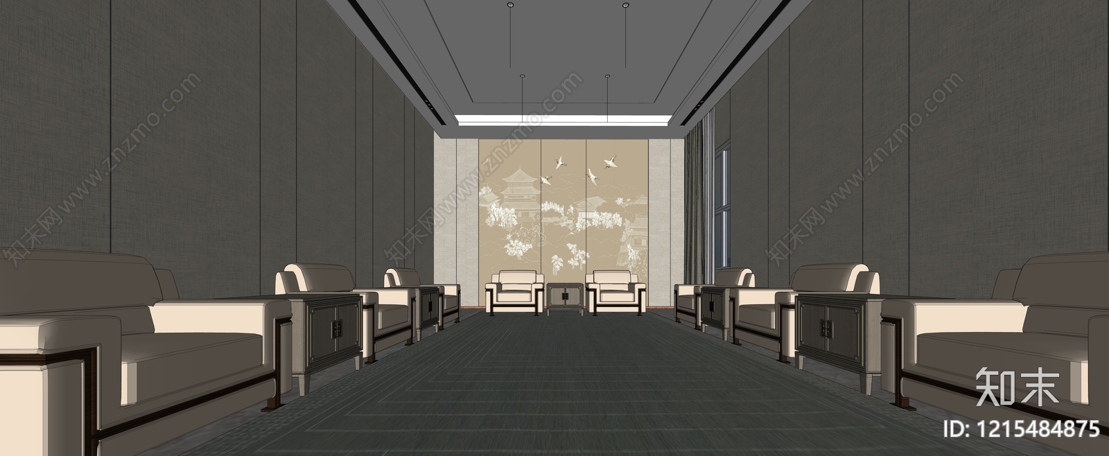 新中式接待室SU模型下载【ID:1215484875】