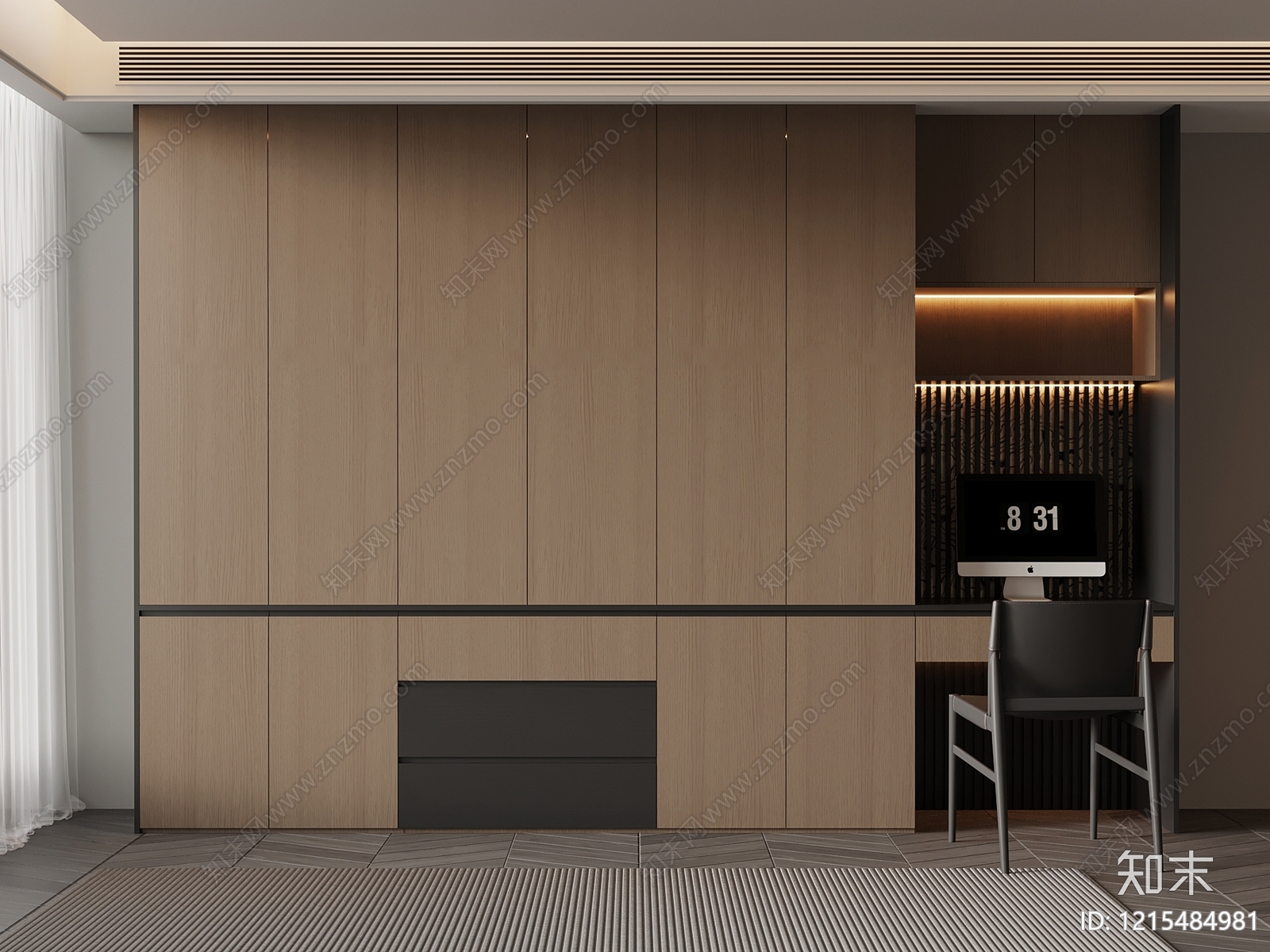 极简衣柜SU模型下载【ID:1215484981】