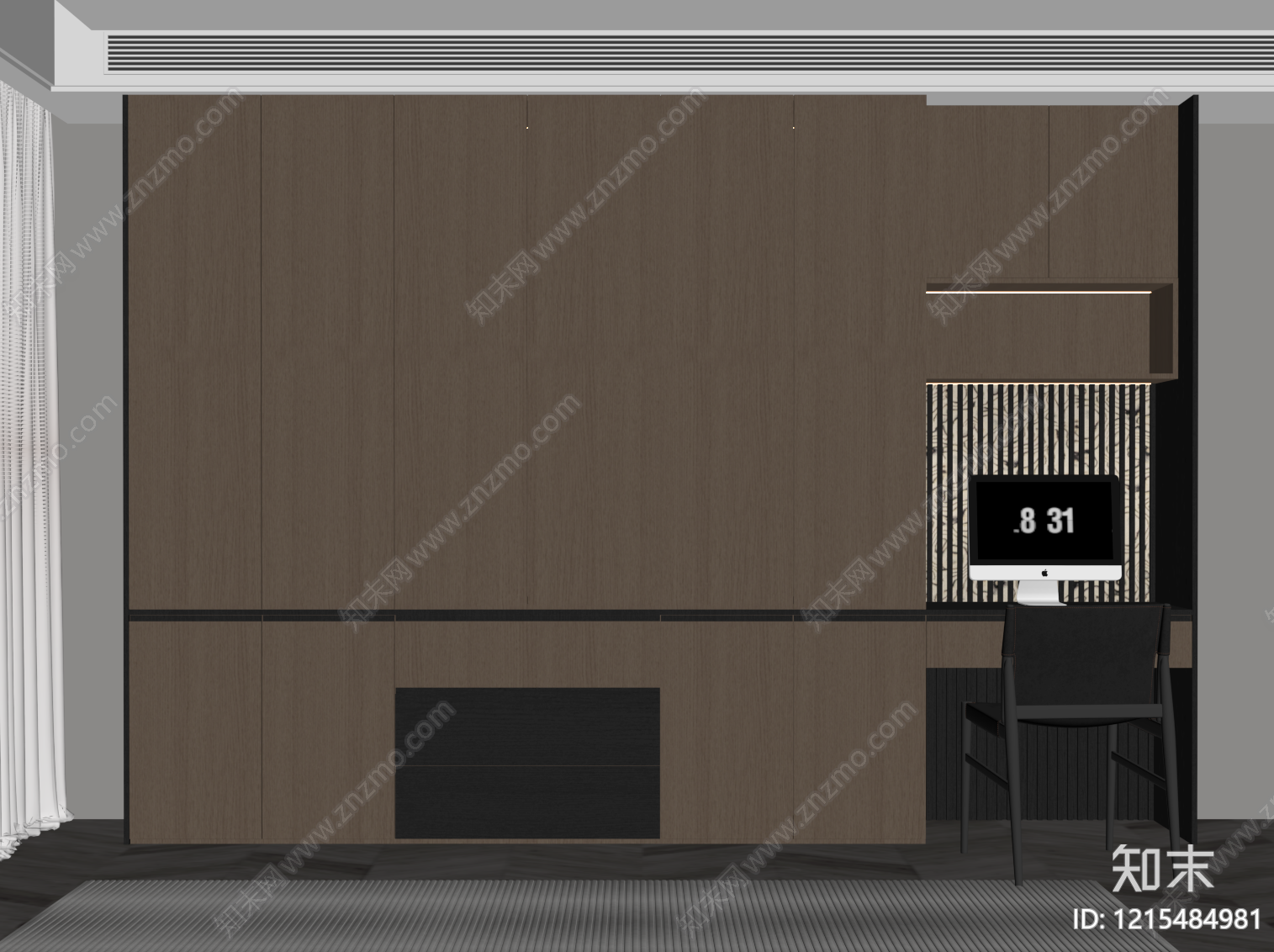 极简衣柜SU模型下载【ID:1215484981】