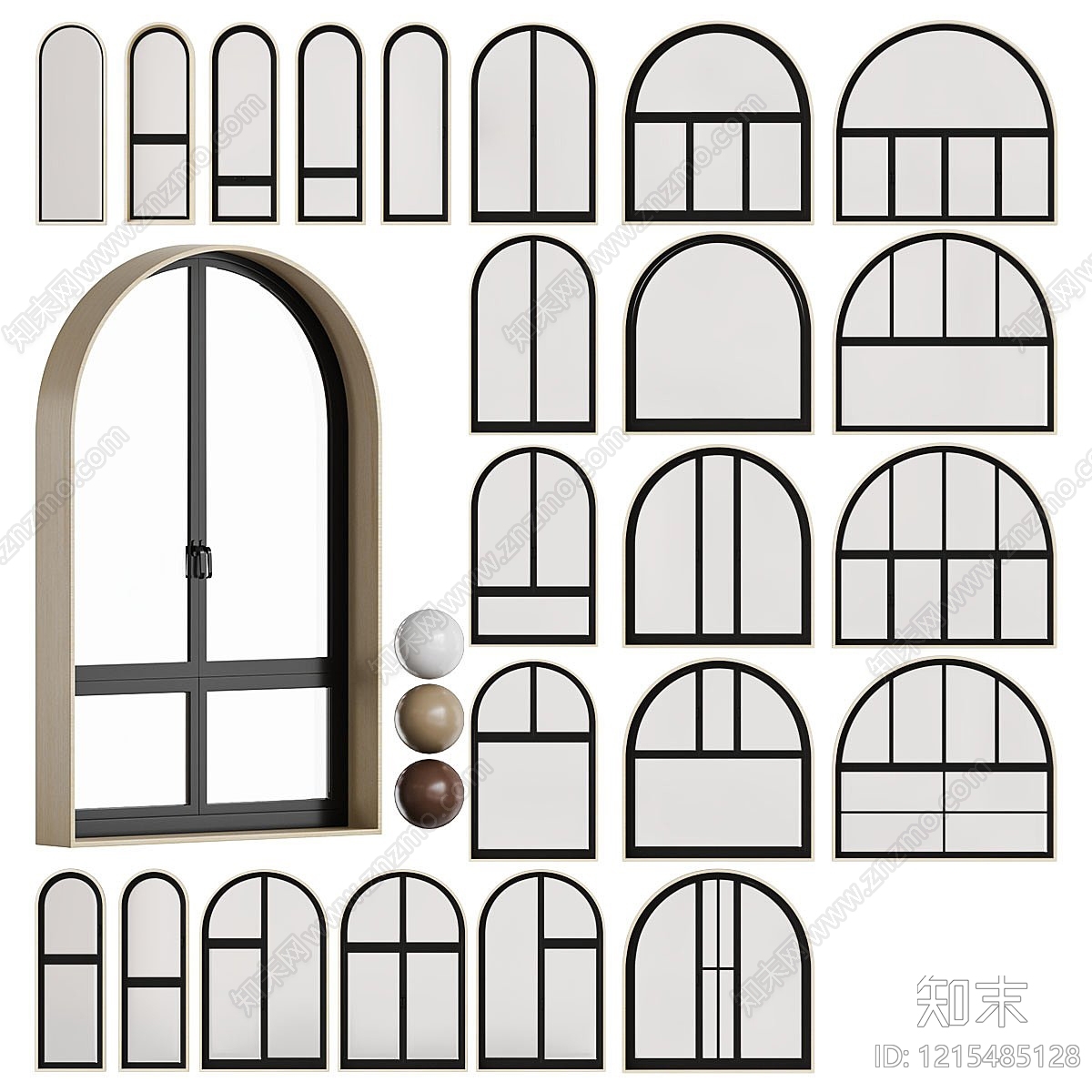 法式平开窗3D模型下载【ID:1215485128】