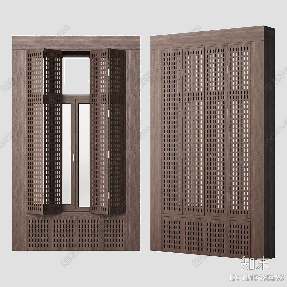 新中式平开窗3D模型下载【ID:1215485283】