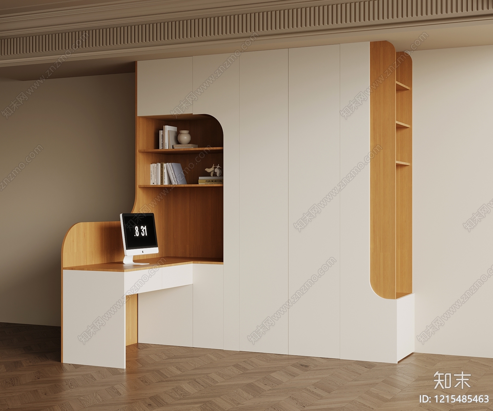 奶油风衣柜3D模型下载【ID:1215485463】