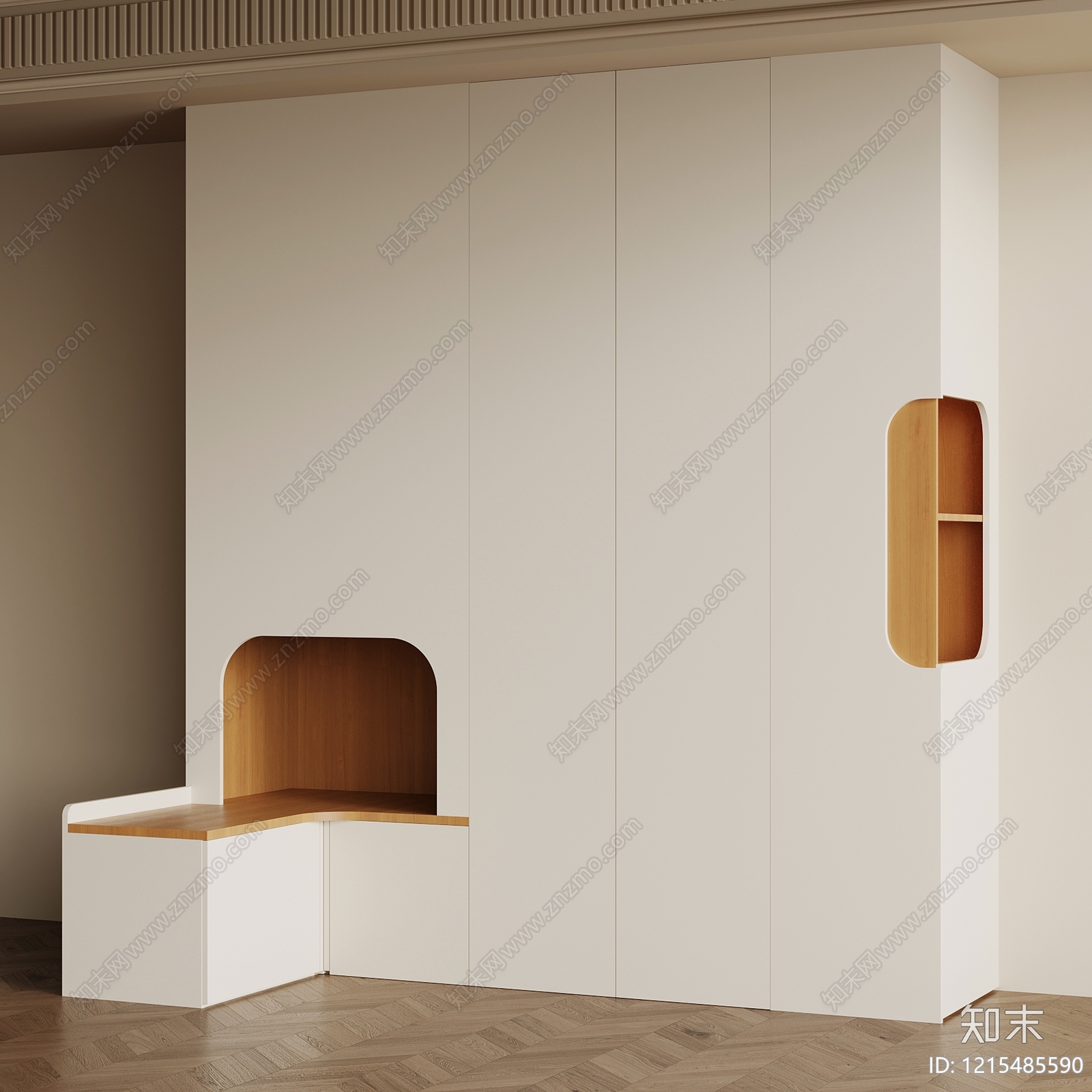 奶油风衣柜3D模型下载【ID:1215485590】