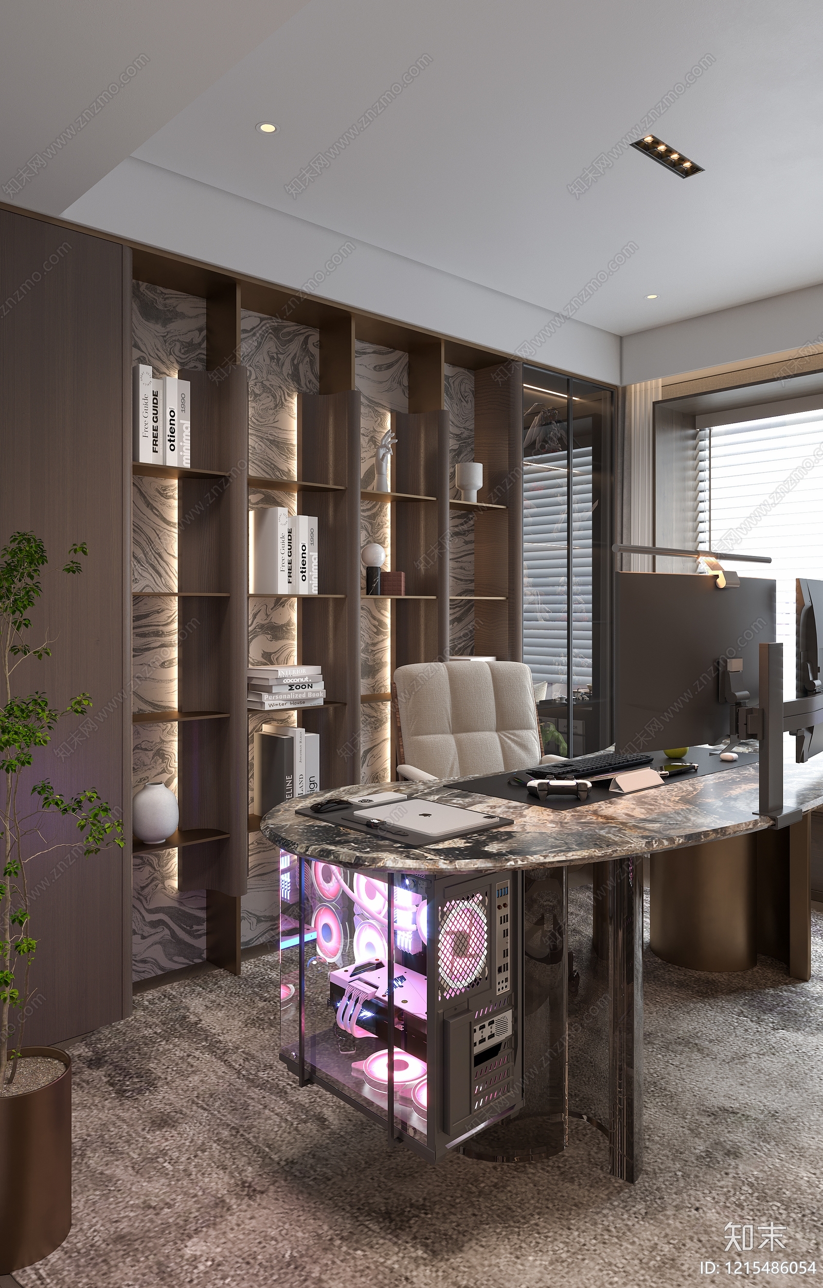 现代轻奢书房3D模型下载【ID:1215486054】