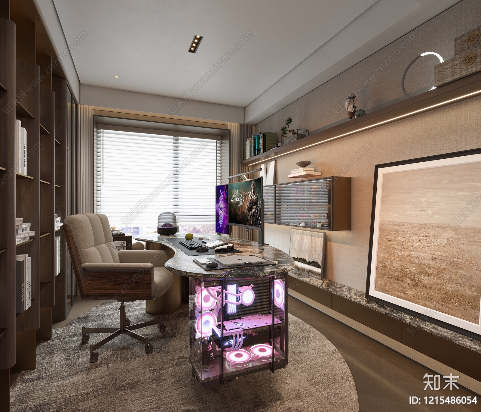现代轻奢书房3D模型下载【ID:1215486054】