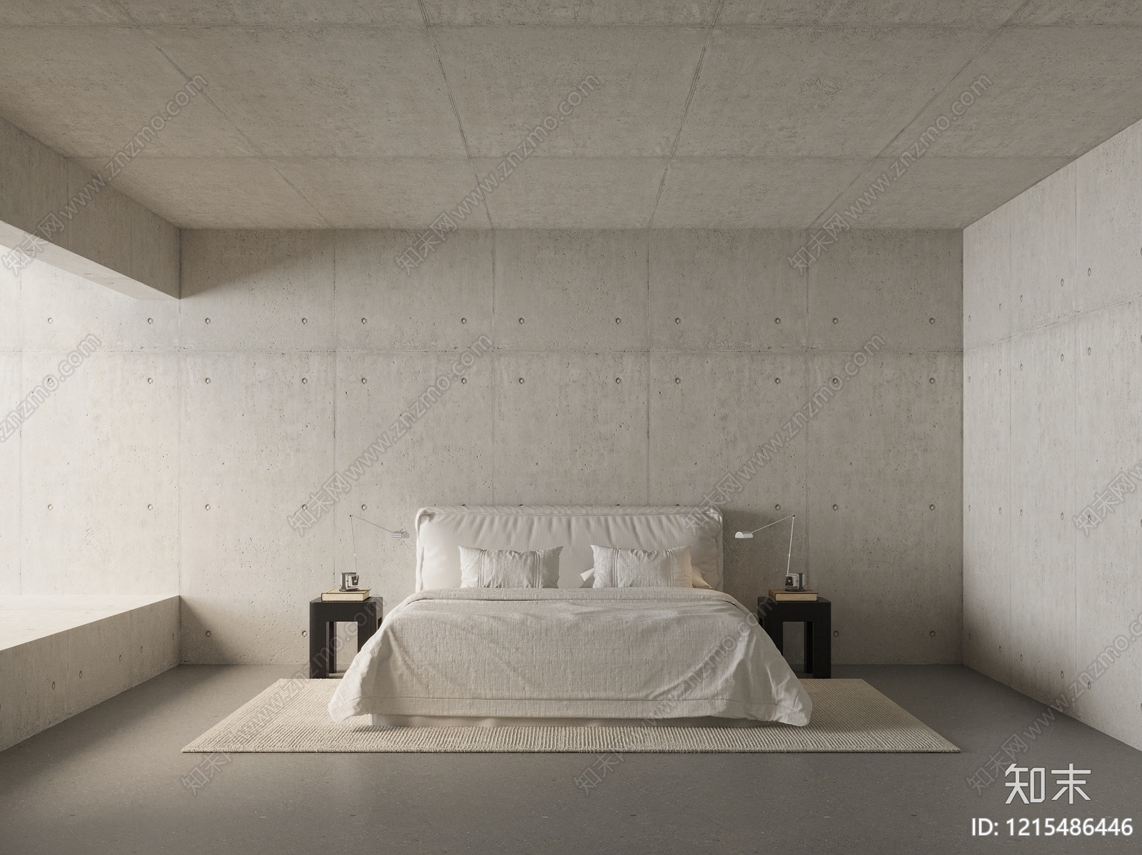 极简双人床3D模型下载【ID:1215486446】