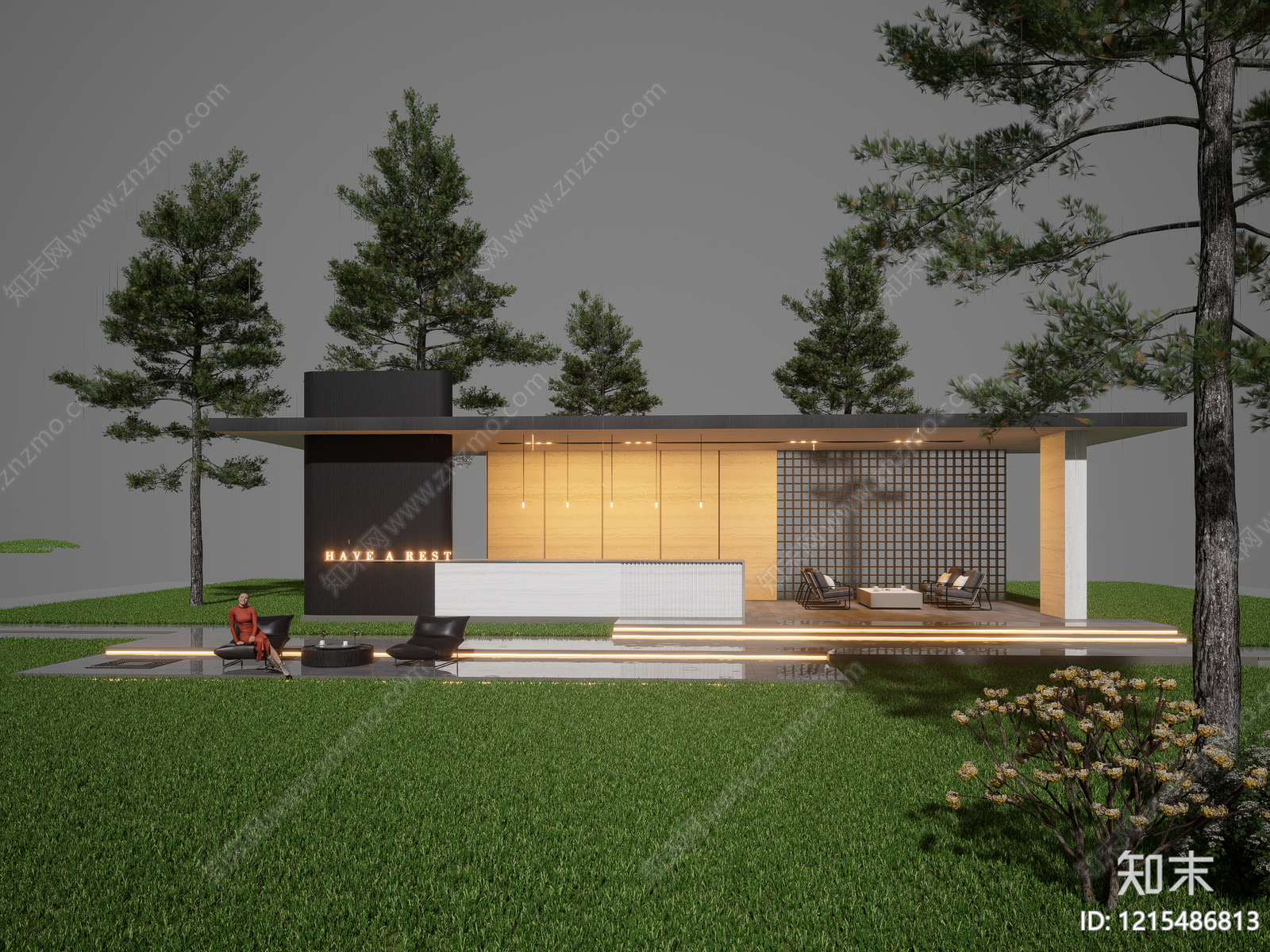 现代廊架SU模型下载【ID:1215486813】