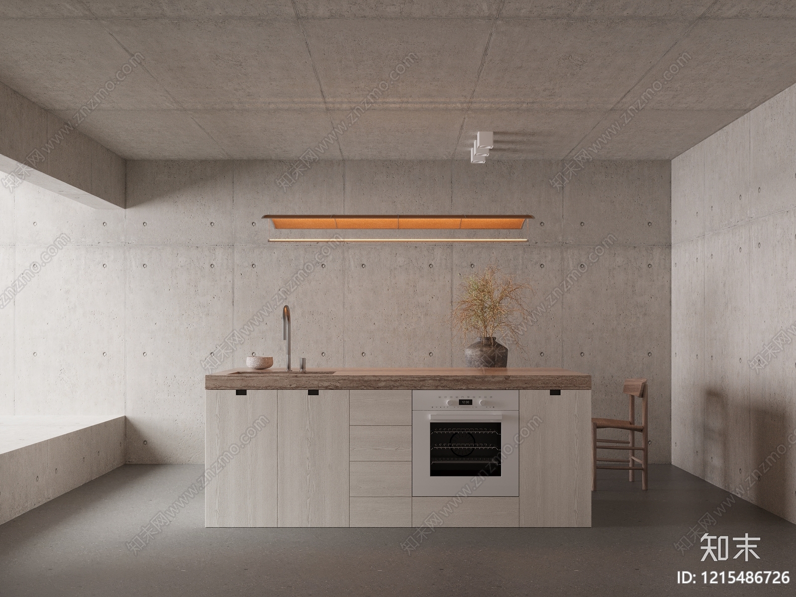 极简开放式厨房3D模型下载【ID:1215486726】