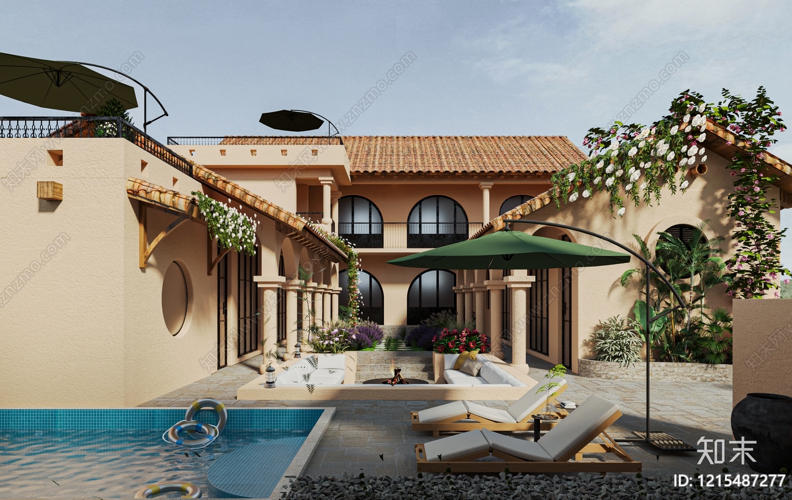 地中海风格独栋别墅3D模型下载【ID:1215487277】