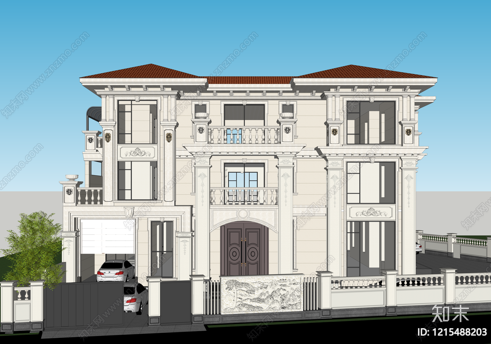 欧式别墅SU模型下载【ID:1215488203】