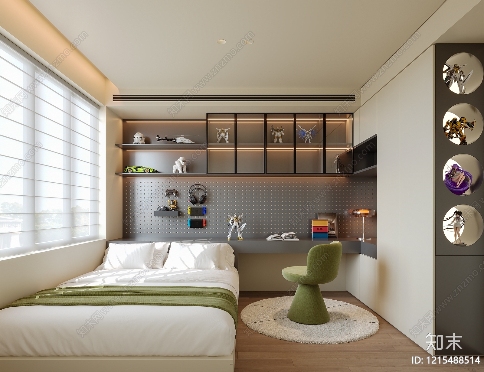 现代简约男孩房3D模型下载【ID:1215488514】