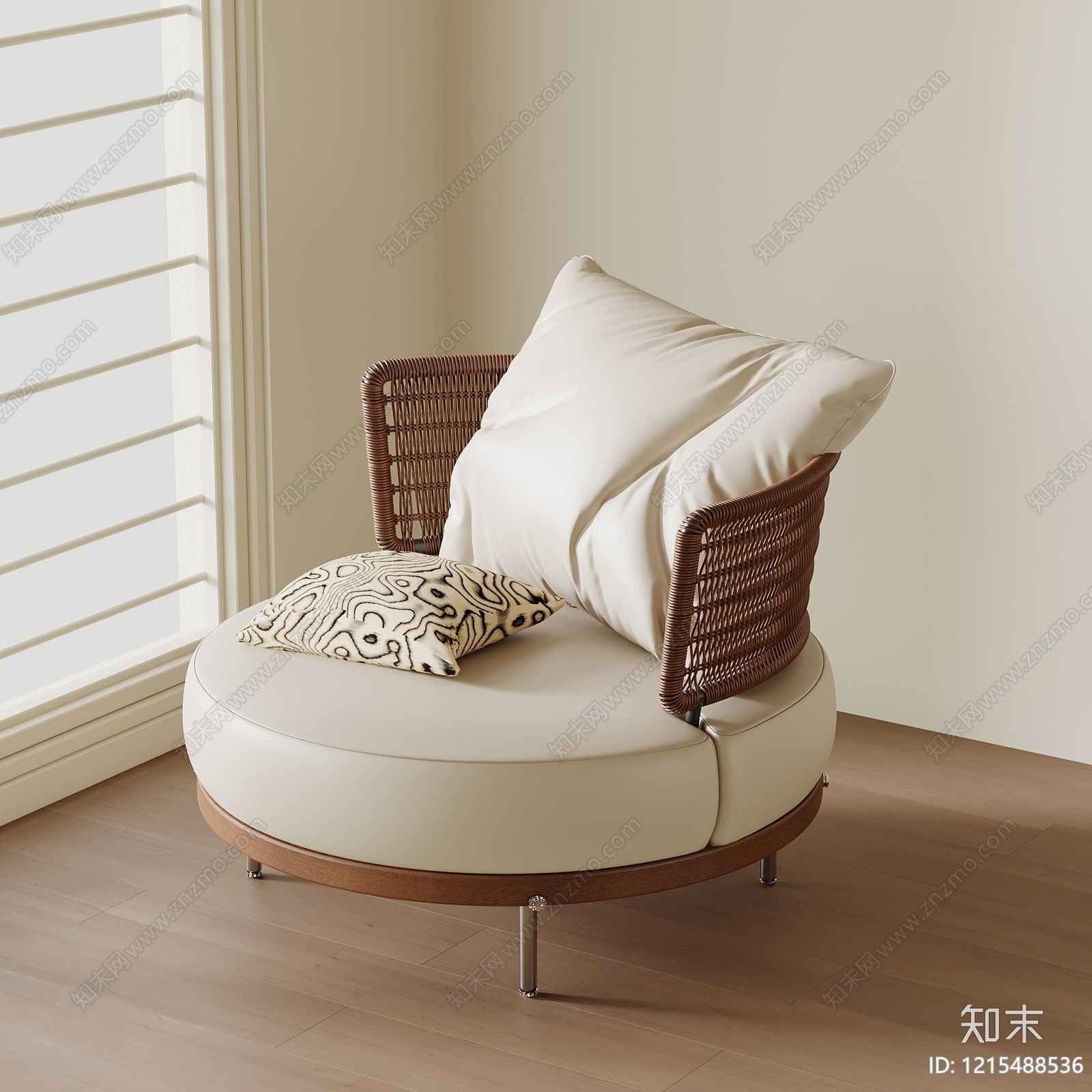 奶油风单人沙发3D模型下载【ID:1215488536】