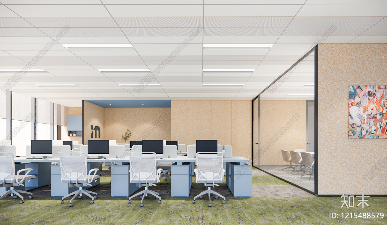 现代简约办公室SU模型下载【ID:1215488579】