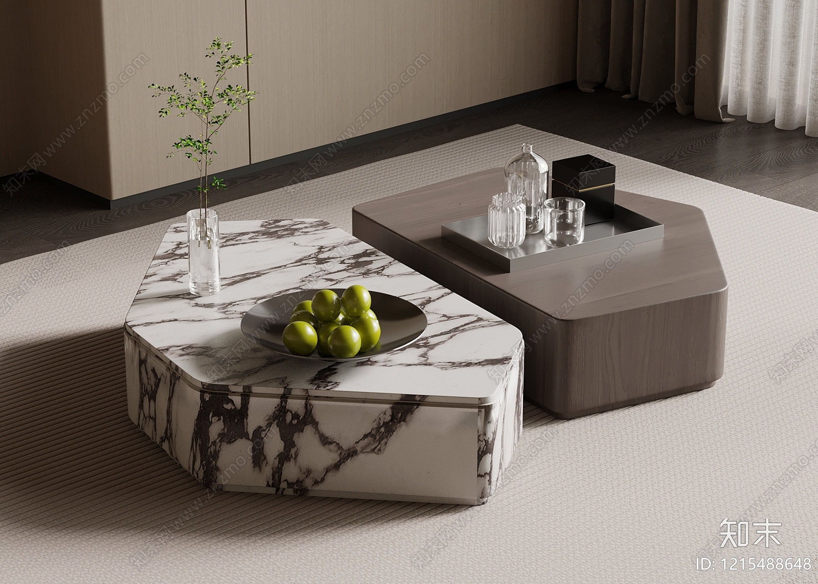 现代简约茶几3D模型下载【ID:1215488648】