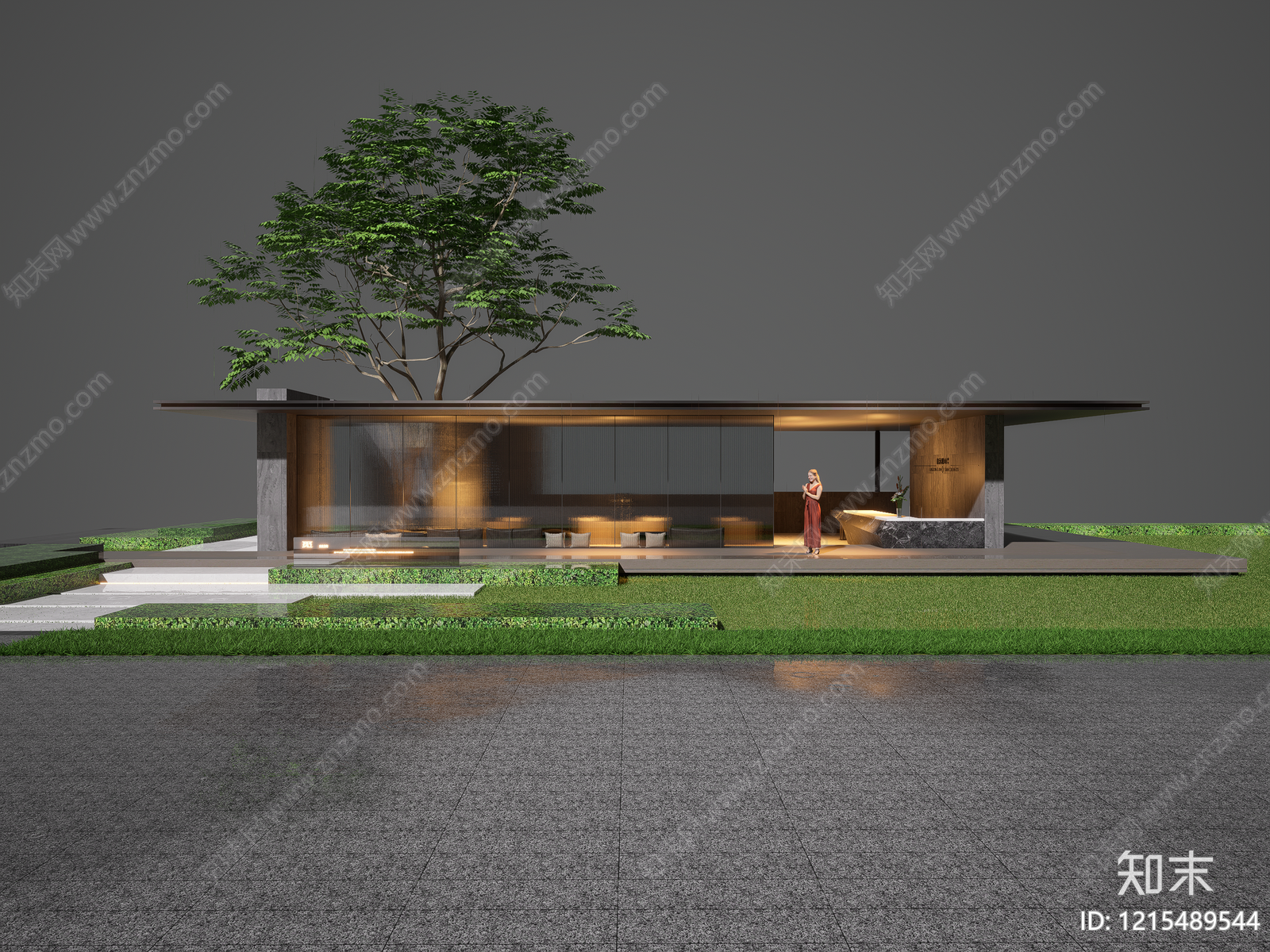 现代廊架空间SU模型下载【ID:1215489544】