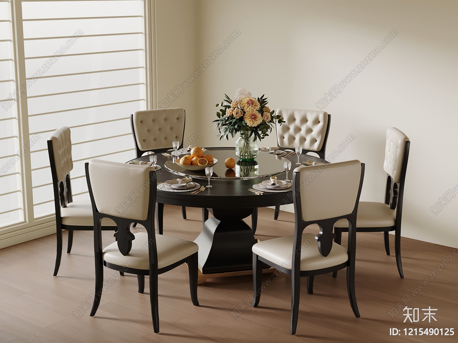 现代轻奢餐桌SU模型下载【ID:1215490125】