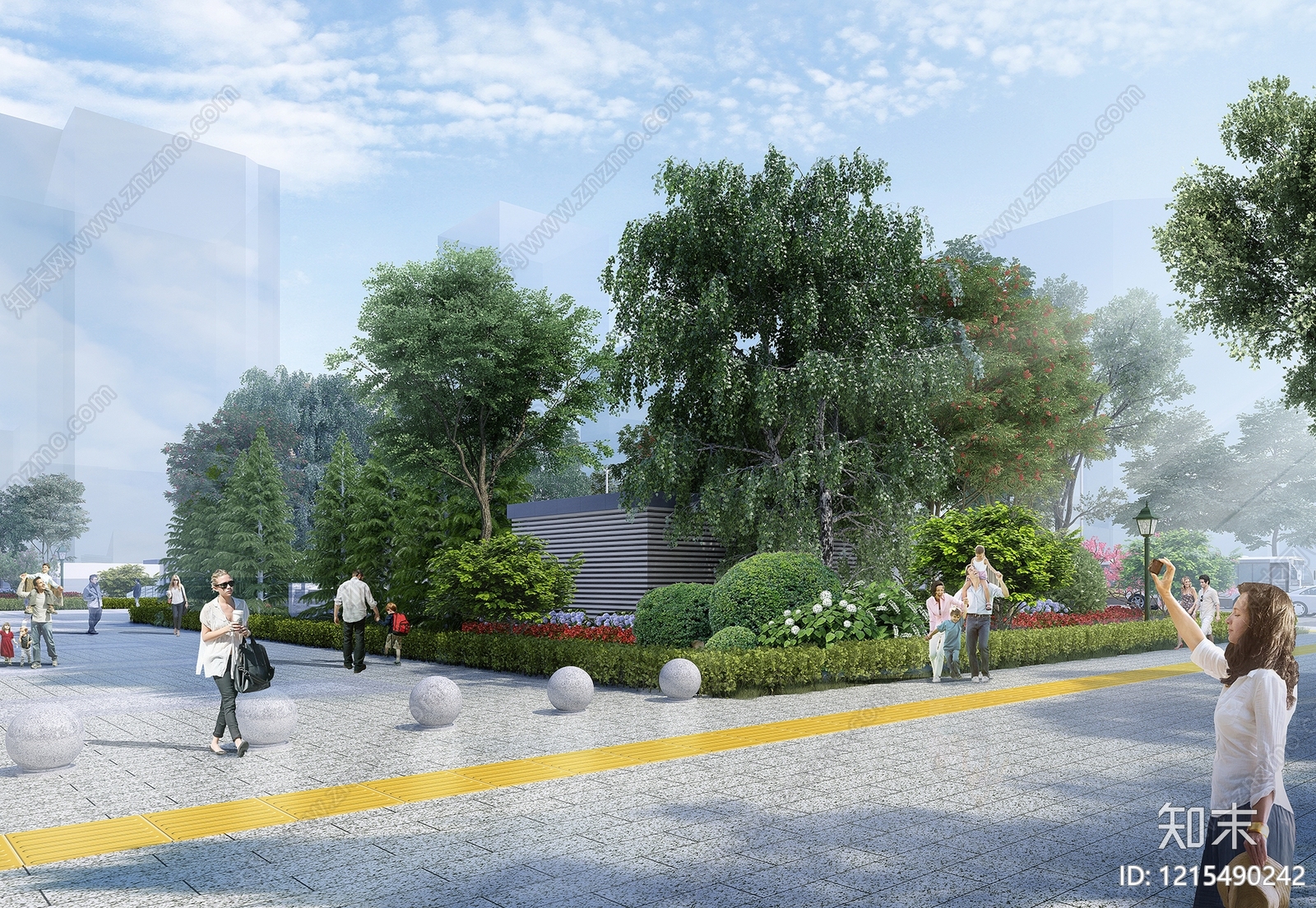 现代简约广场景观3D模型下载【ID:1215490242】