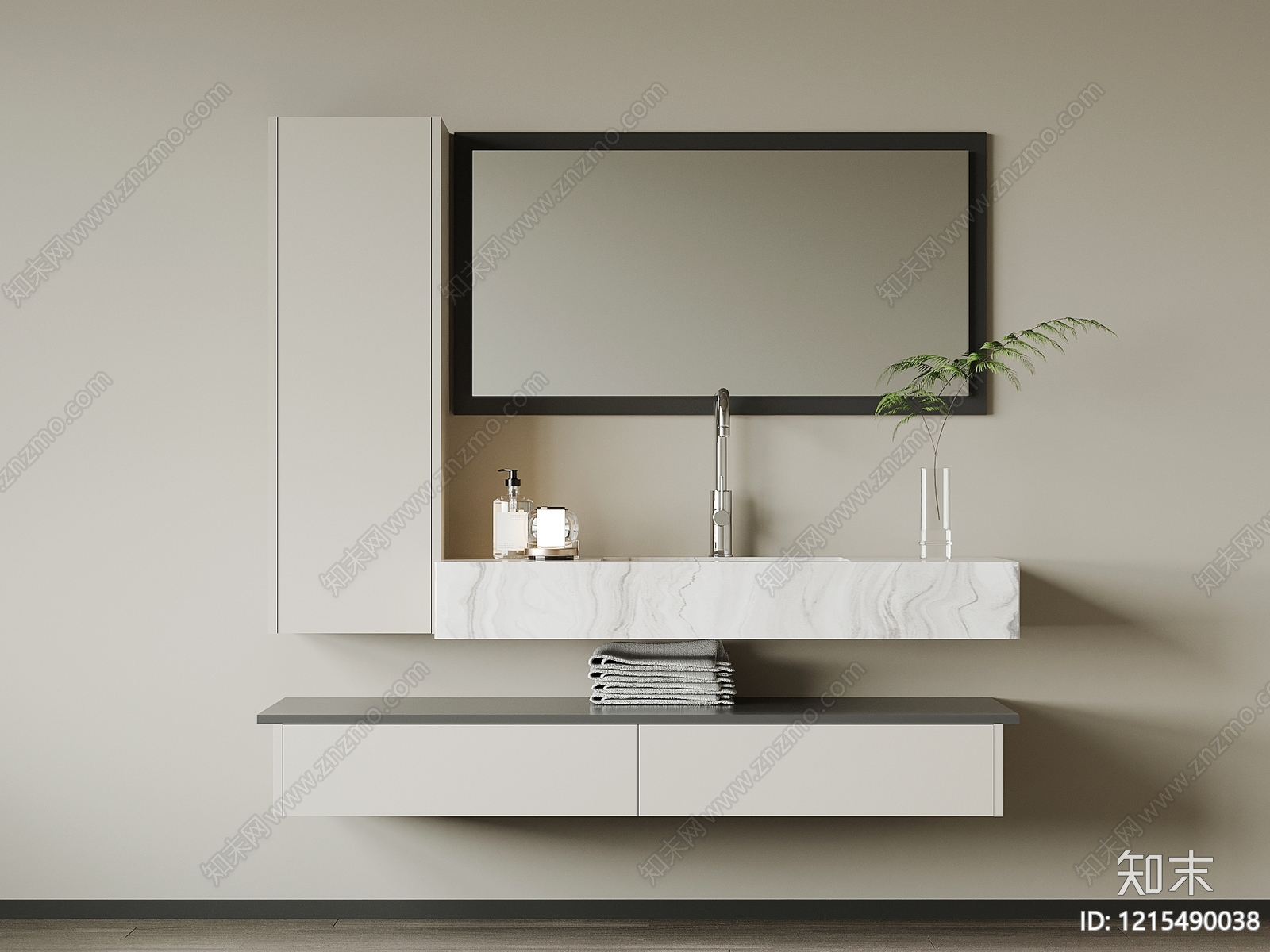 极简浴室柜SU模型下载【ID:1215490038】