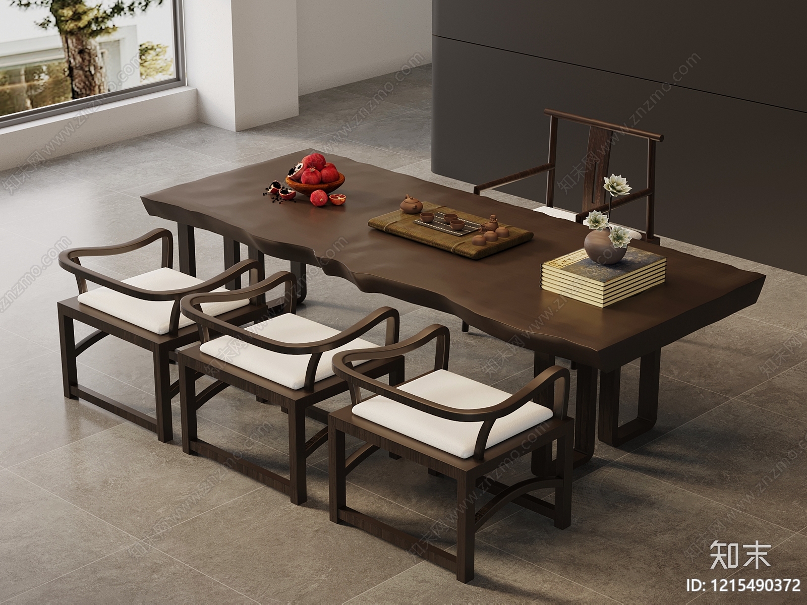 新中式茶桌椅3D模型下载【ID:1215490372】