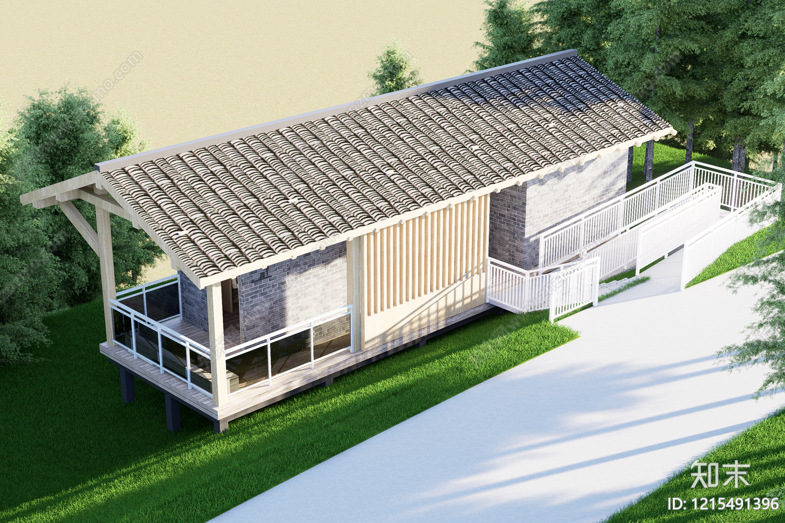 新中式小公建SU模型下载【ID:1215491396】