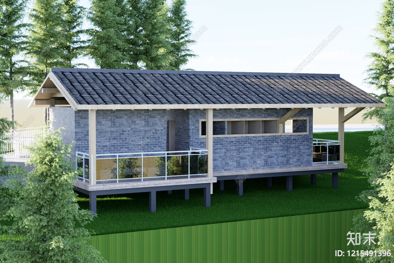 新中式小公建SU模型下载【ID:1215491396】