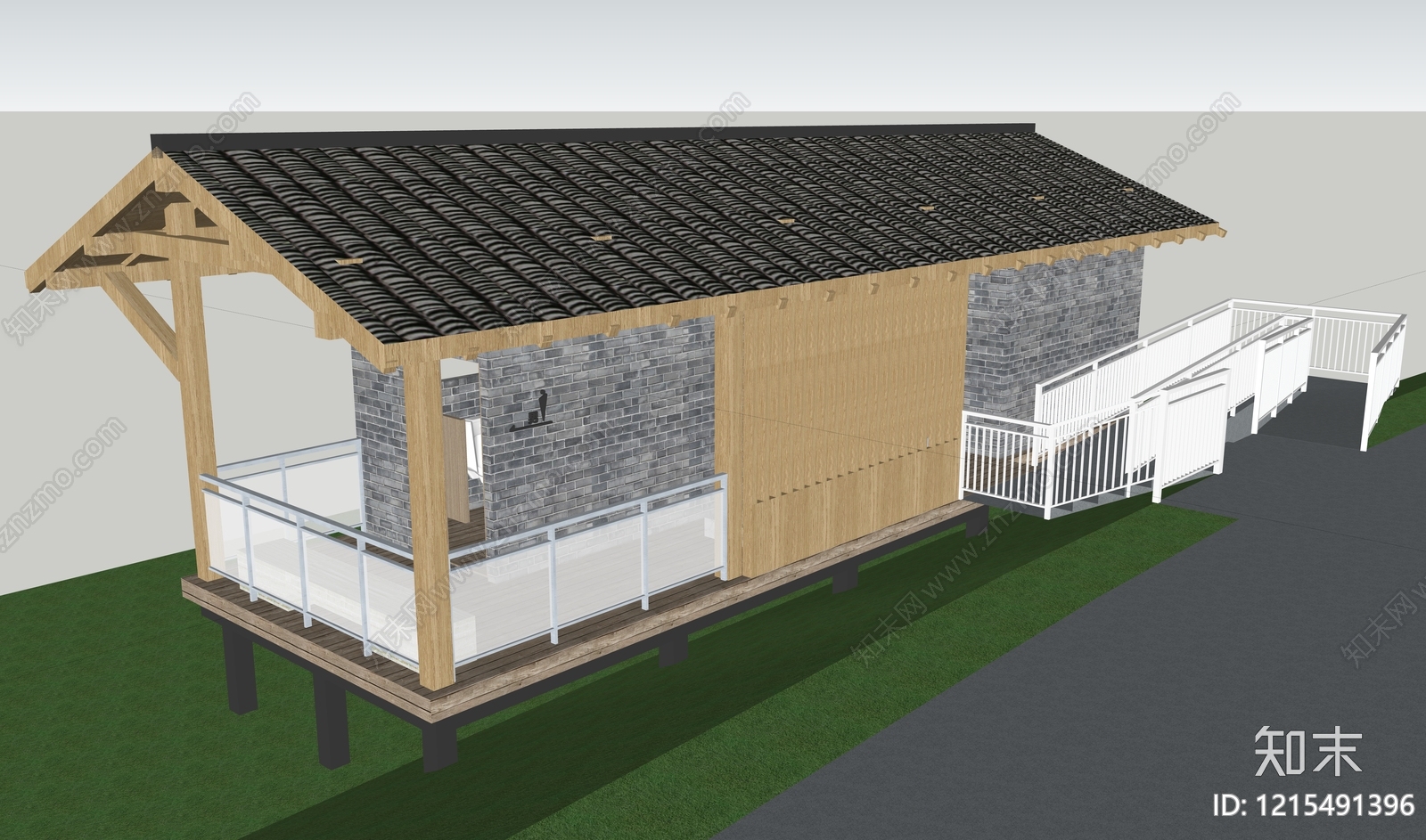 新中式小公建SU模型下载【ID:1215491396】