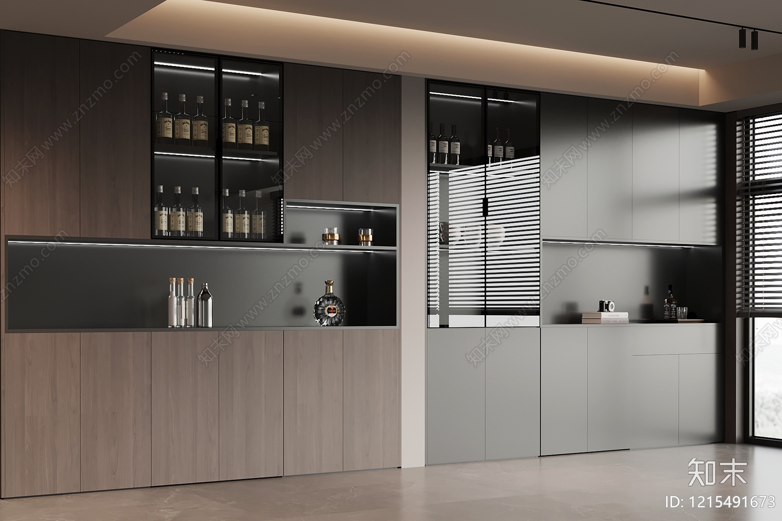 意式极简酒柜SU模型下载【ID:1215491673】