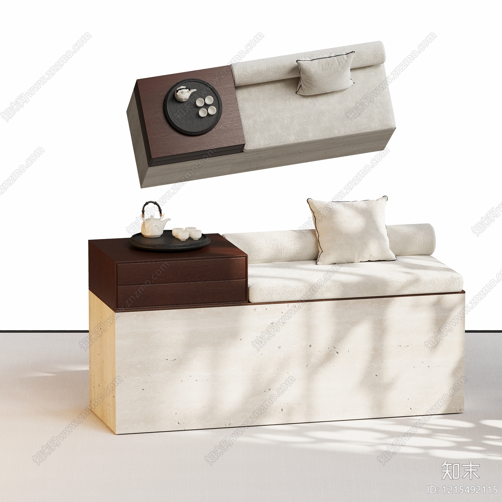 新中式罗汉床3D模型下载【ID:1215492115】