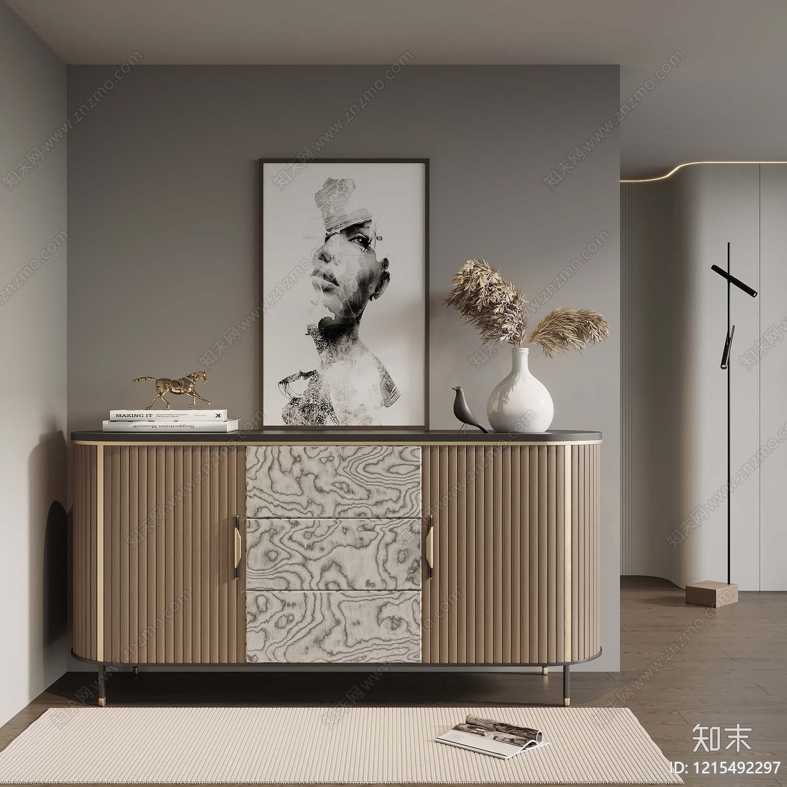 现代轻奢玄关柜SU模型下载【ID:1215492297】