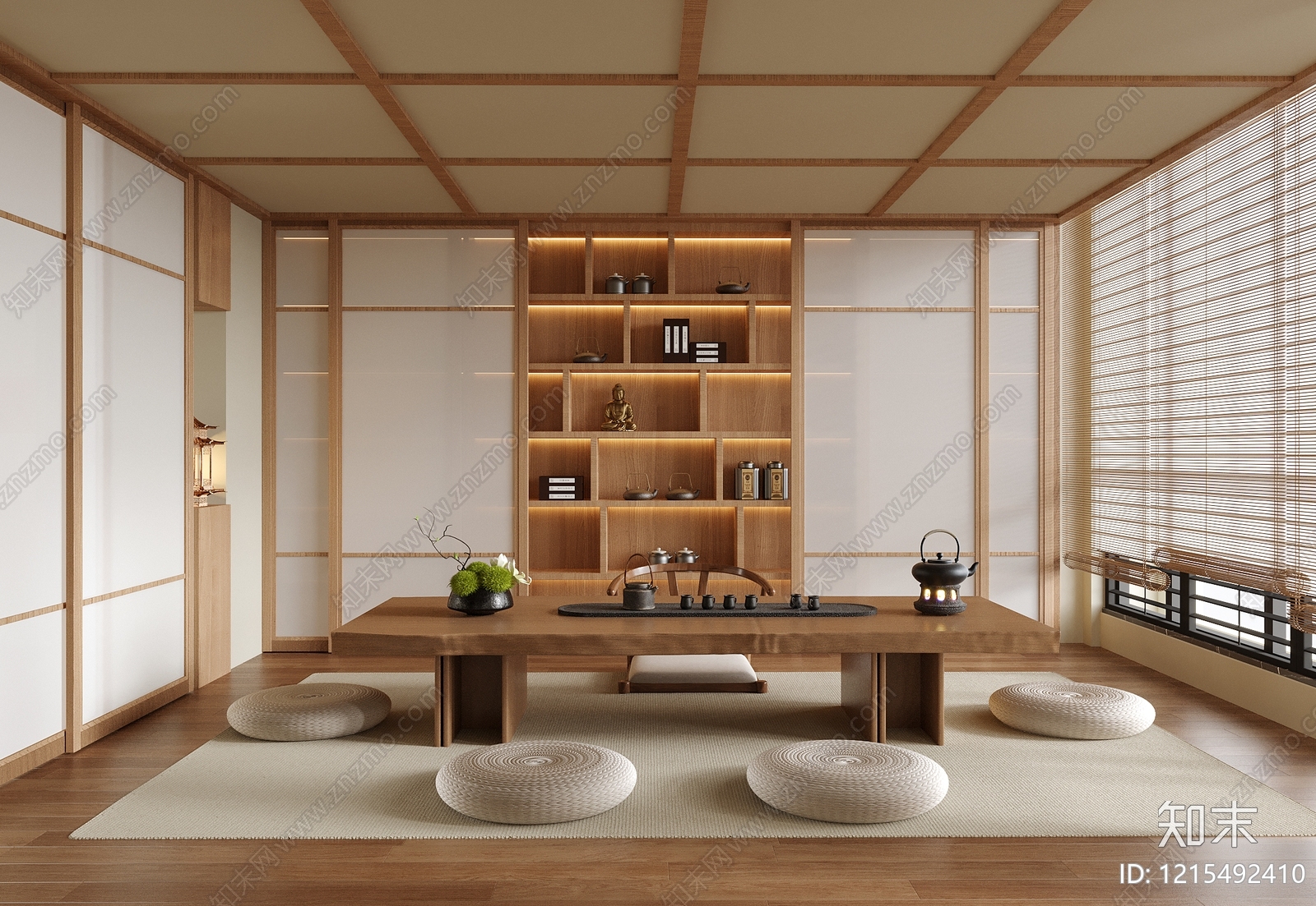 日式禅意茶室3D模型下载【ID:1215492410】