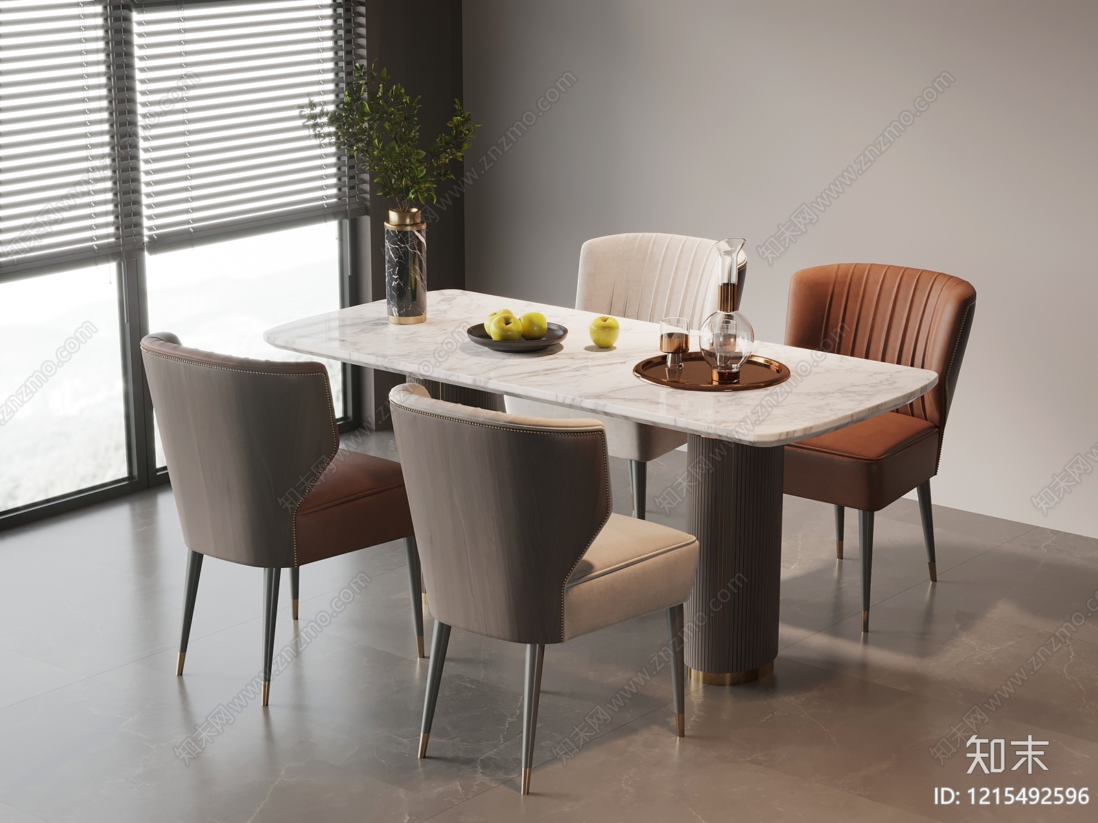 现代轻奢餐桌SU模型下载【ID:1215492596】