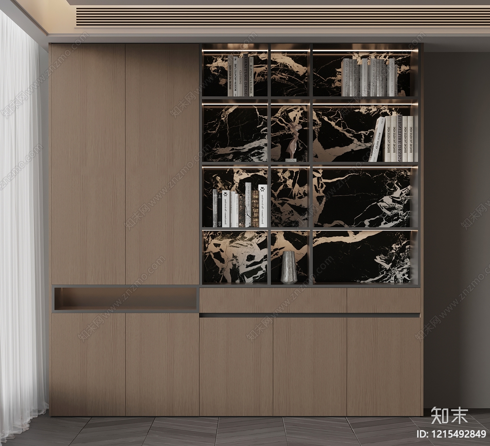 现代简约书柜3D模型下载【ID:1215492849】
