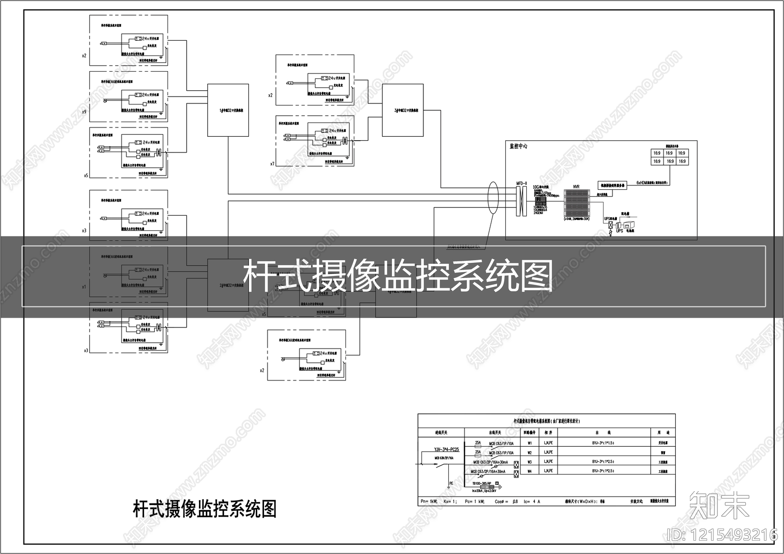 视频监控系统cad施工图下载【ID:1215493216】