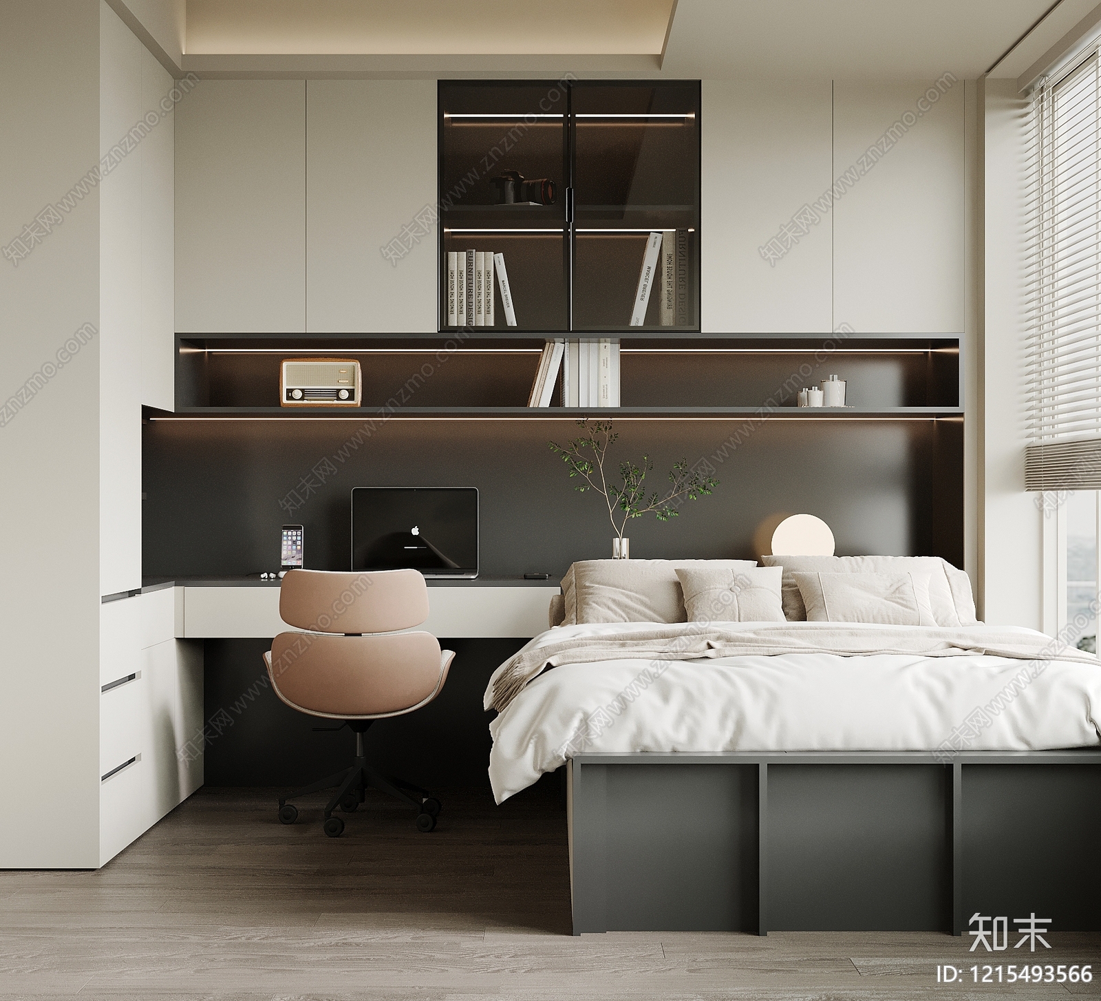 奶油风榻榻米卧室SU模型下载【ID:1215493566】