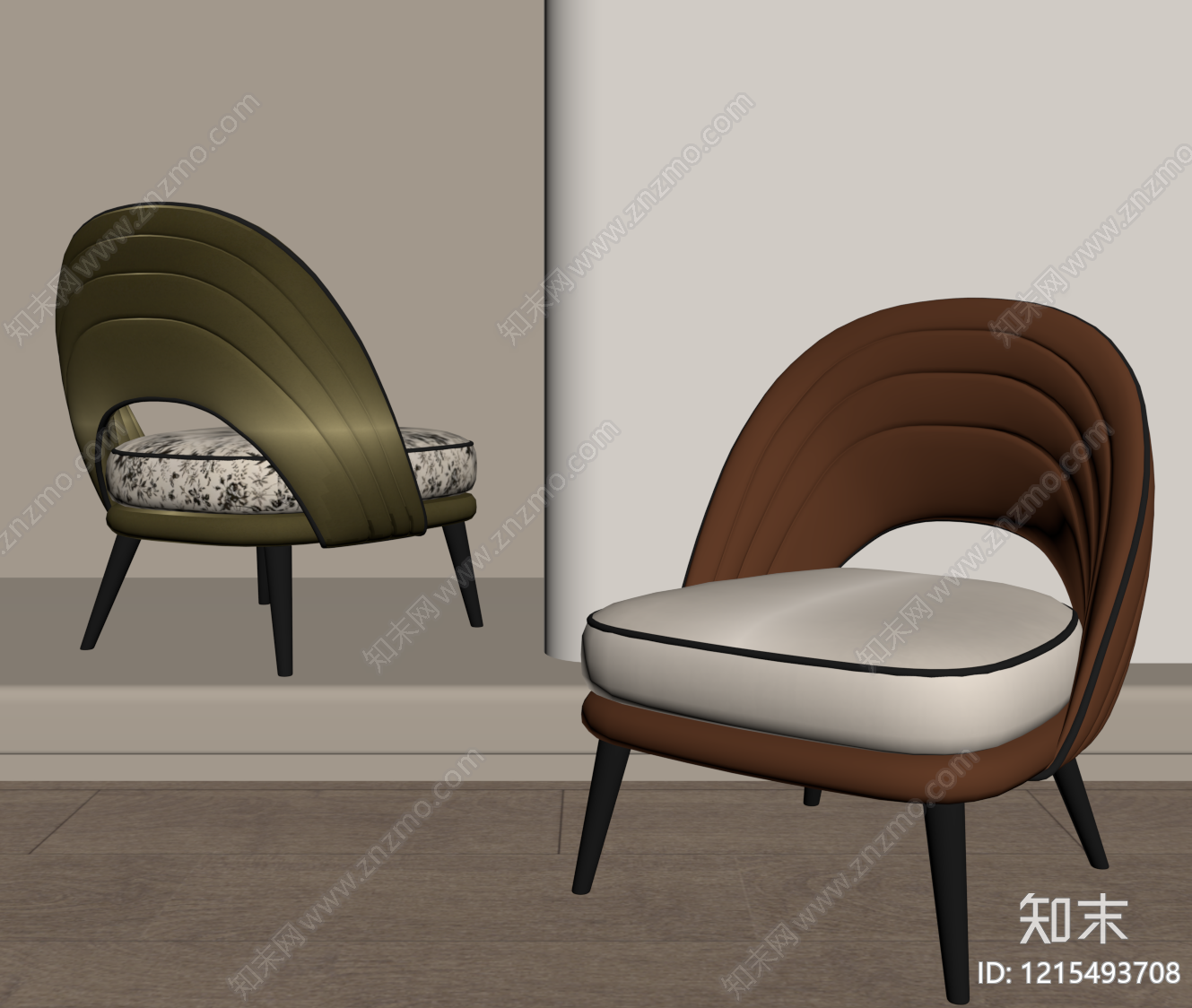 现代简约单人沙发SU模型下载【ID:1215493708】