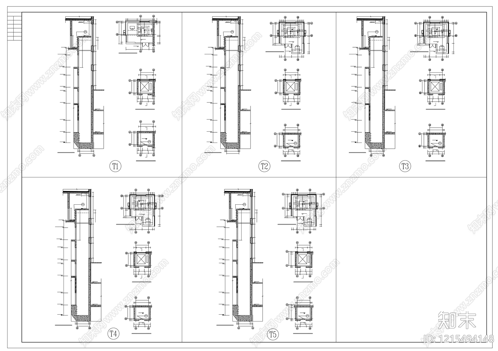 现代电梯厅施工图下载【ID:1215494148】