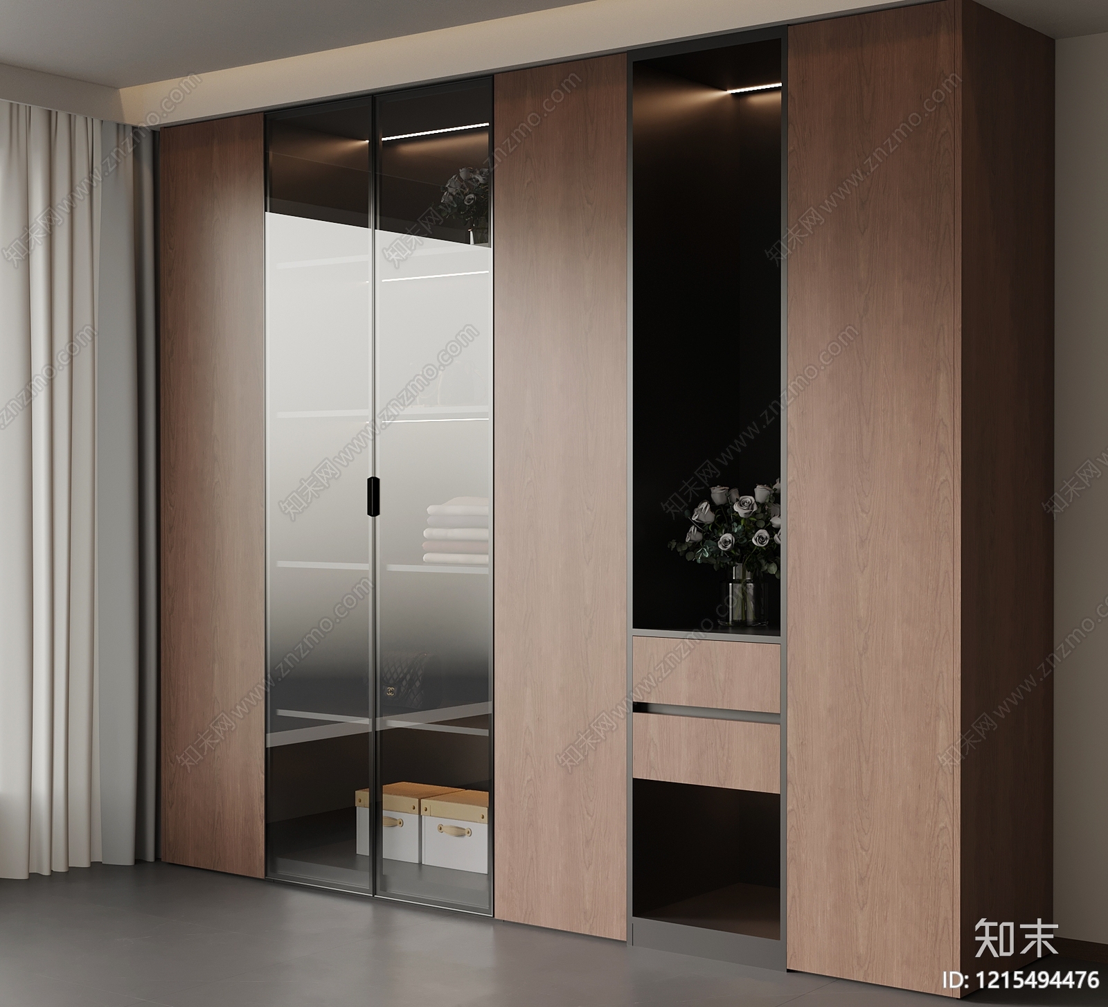 现代简约衣柜SU模型下载【ID:1215494476】