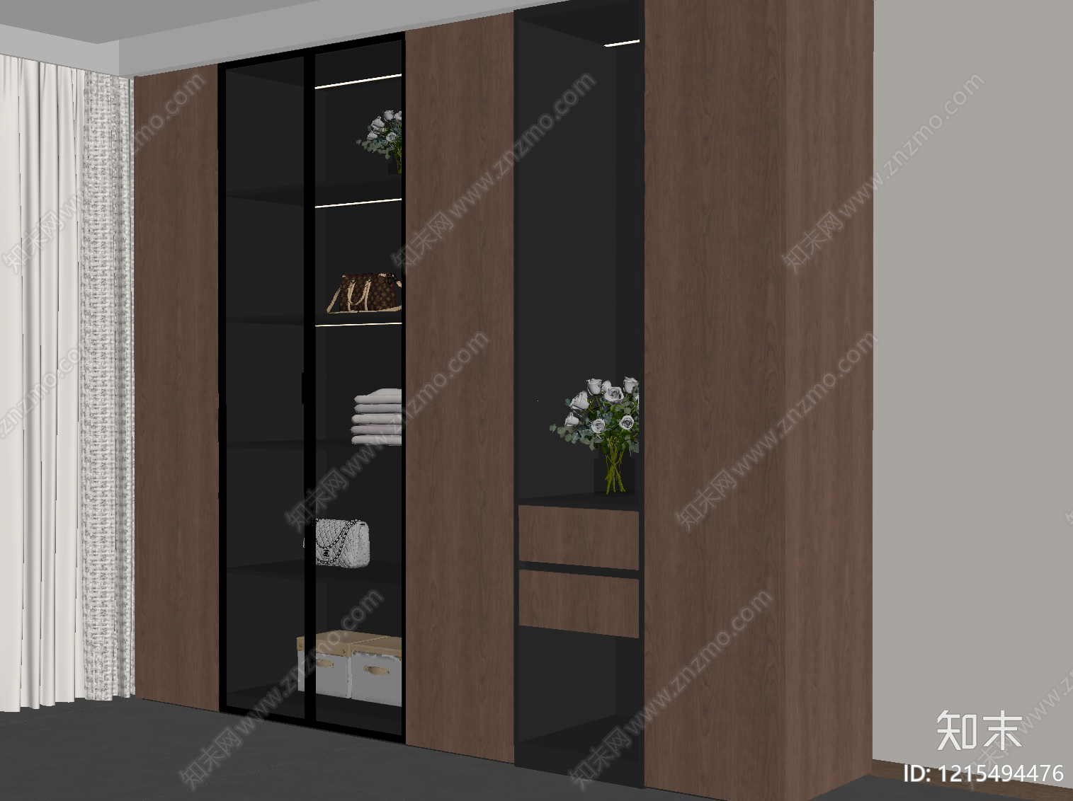 现代简约衣柜SU模型下载【ID:1215494476】