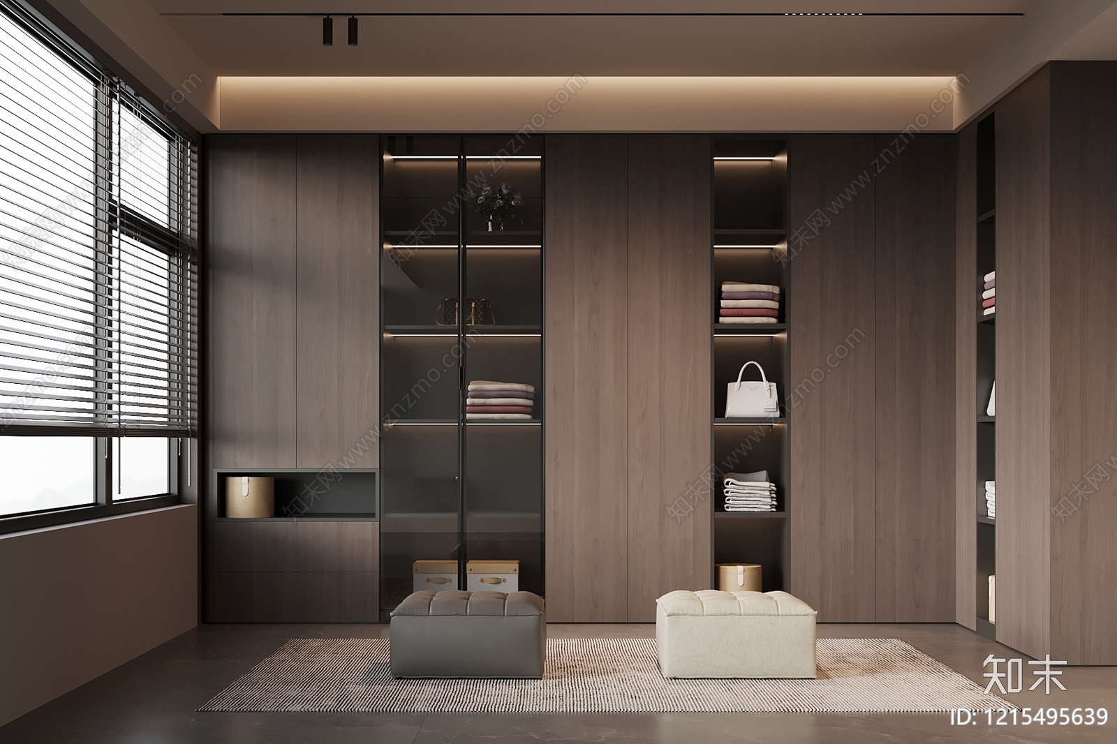 极简衣帽间3D模型下载【ID:1215495639】