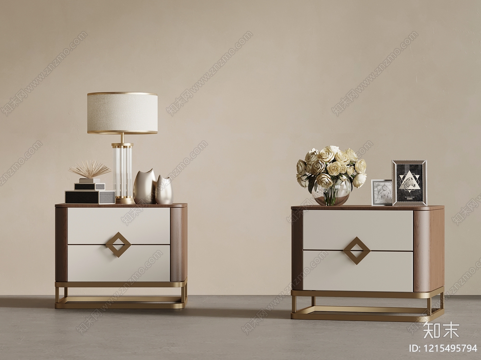 现代轻奢床头柜SU模型下载【ID:1215495794】