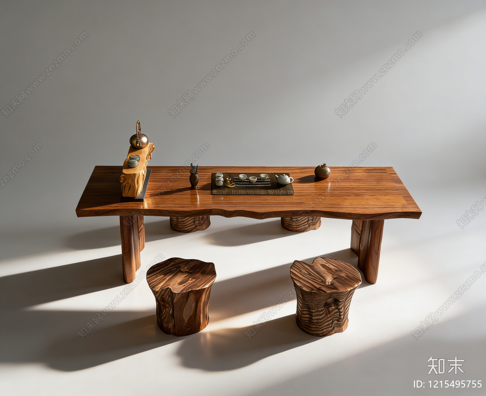 新中式茶桌椅SU模型下载【ID:1215495755】
