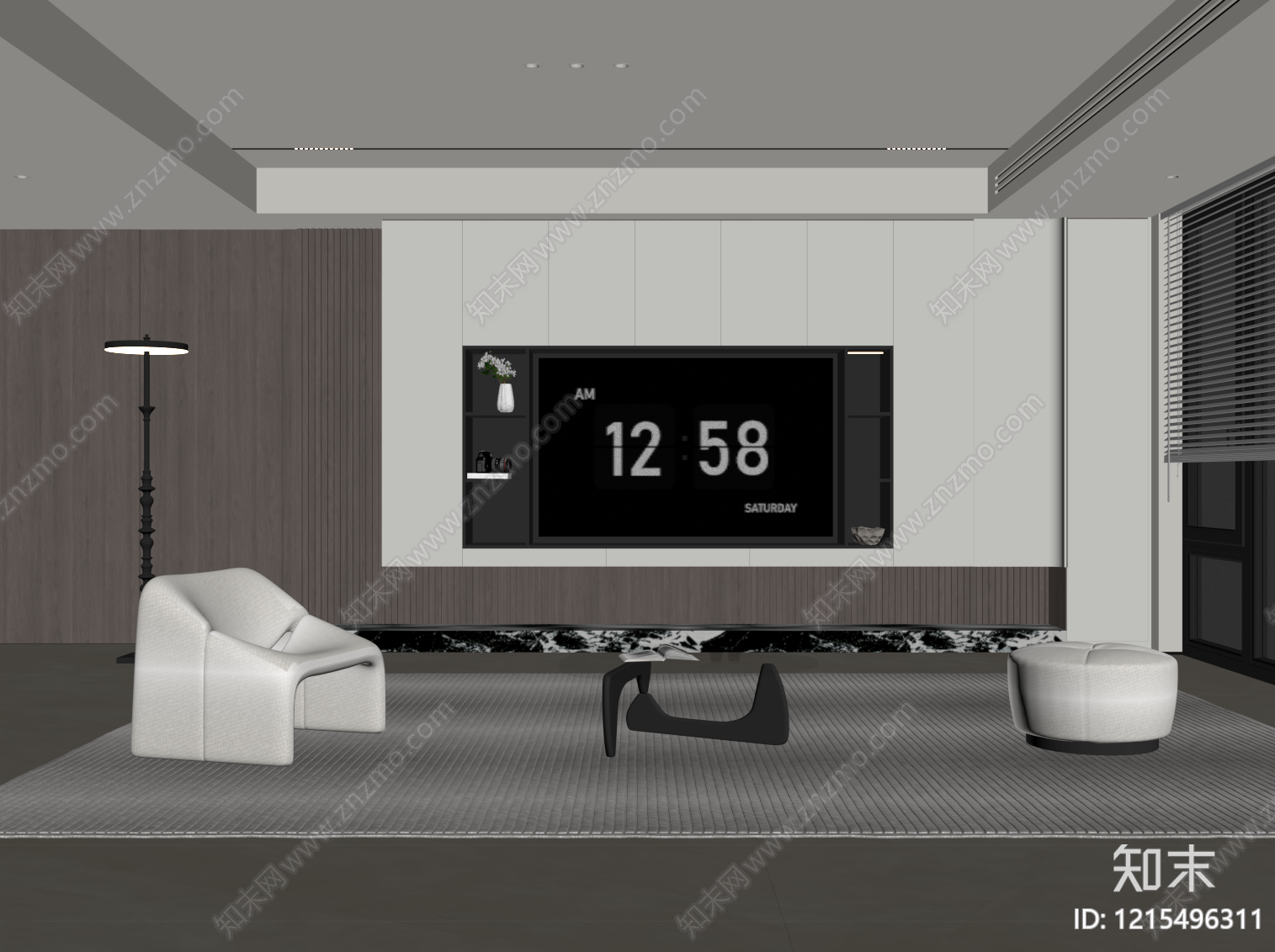 现代家居客厅SU模型下载【ID:1215496311】