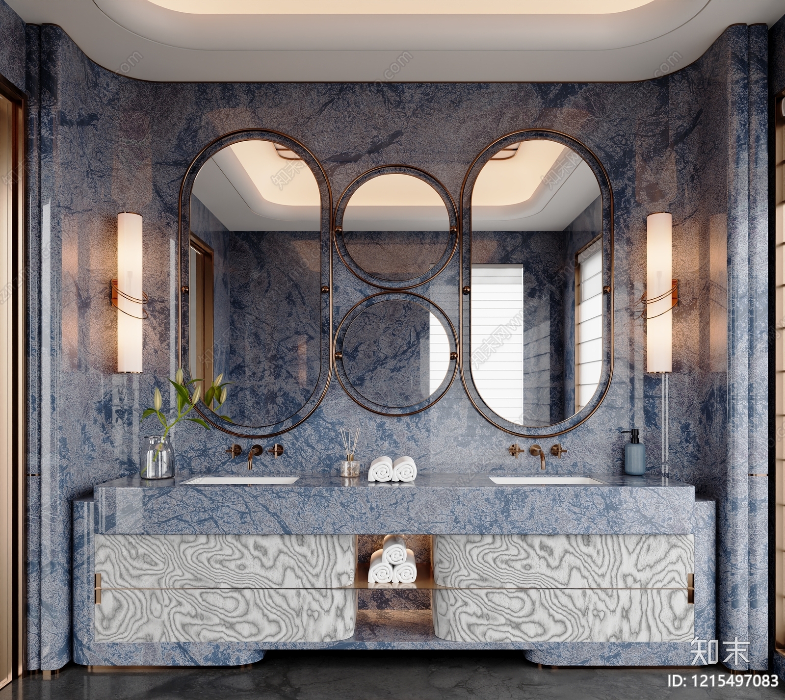 意式轻奢浴室柜3D模型下载【ID:1215497083】