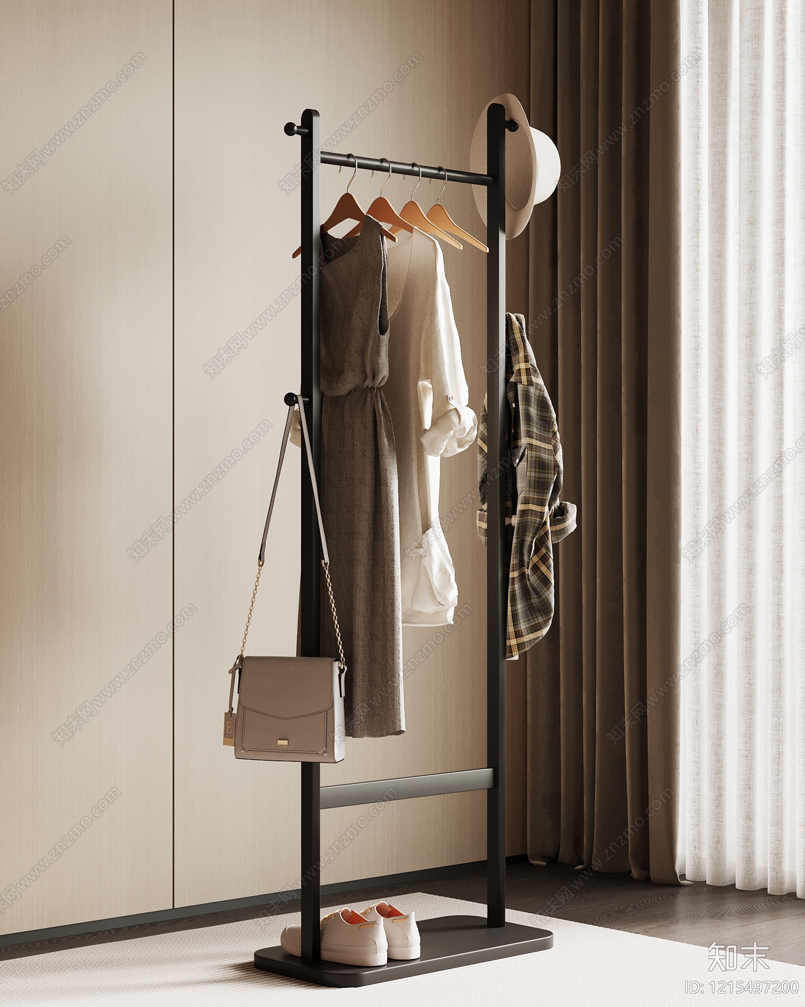现代简约衣架SU模型下载【ID:1215497200】