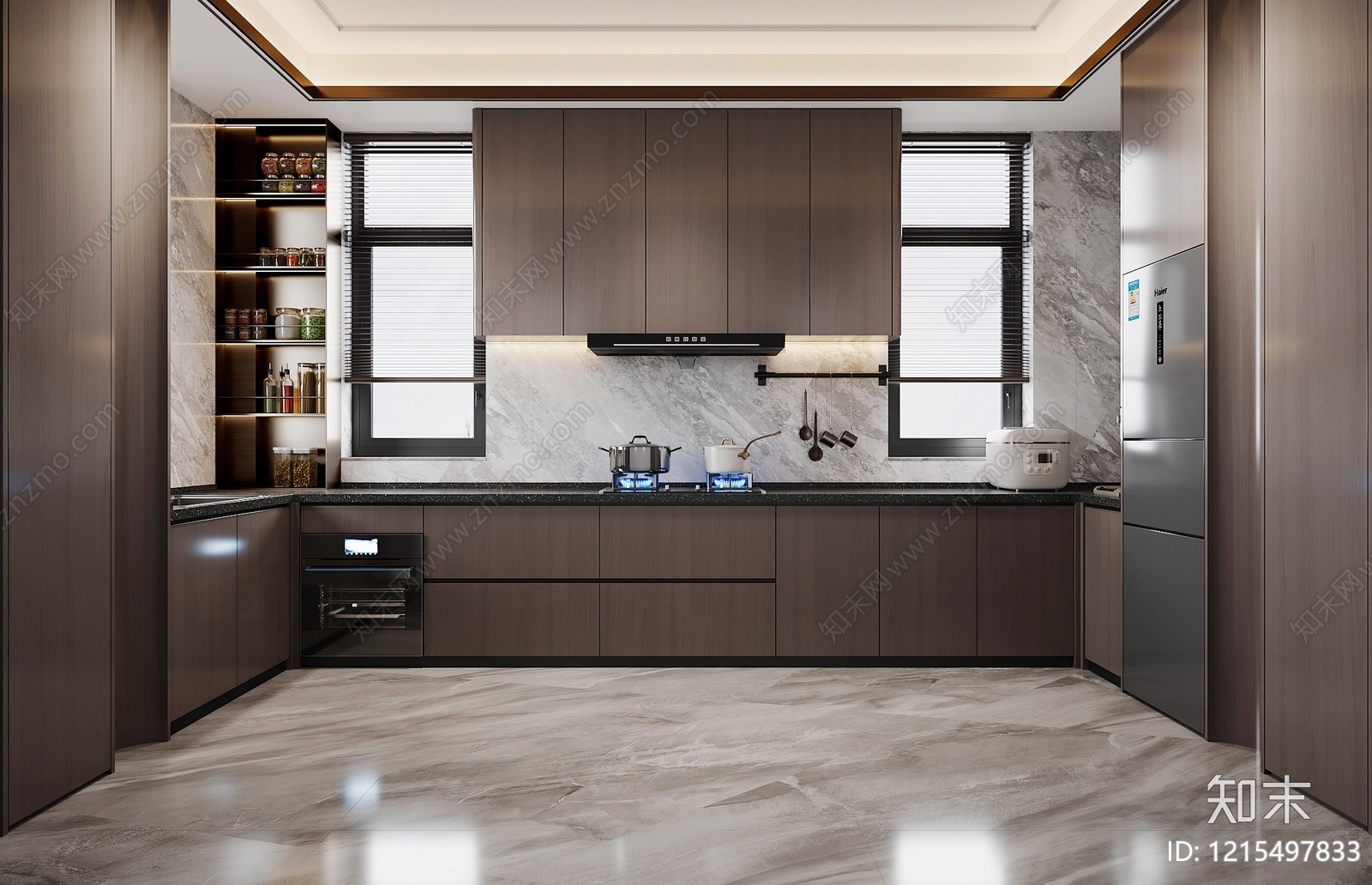 现代简约开放式厨房3D模型下载【ID:1215497833】